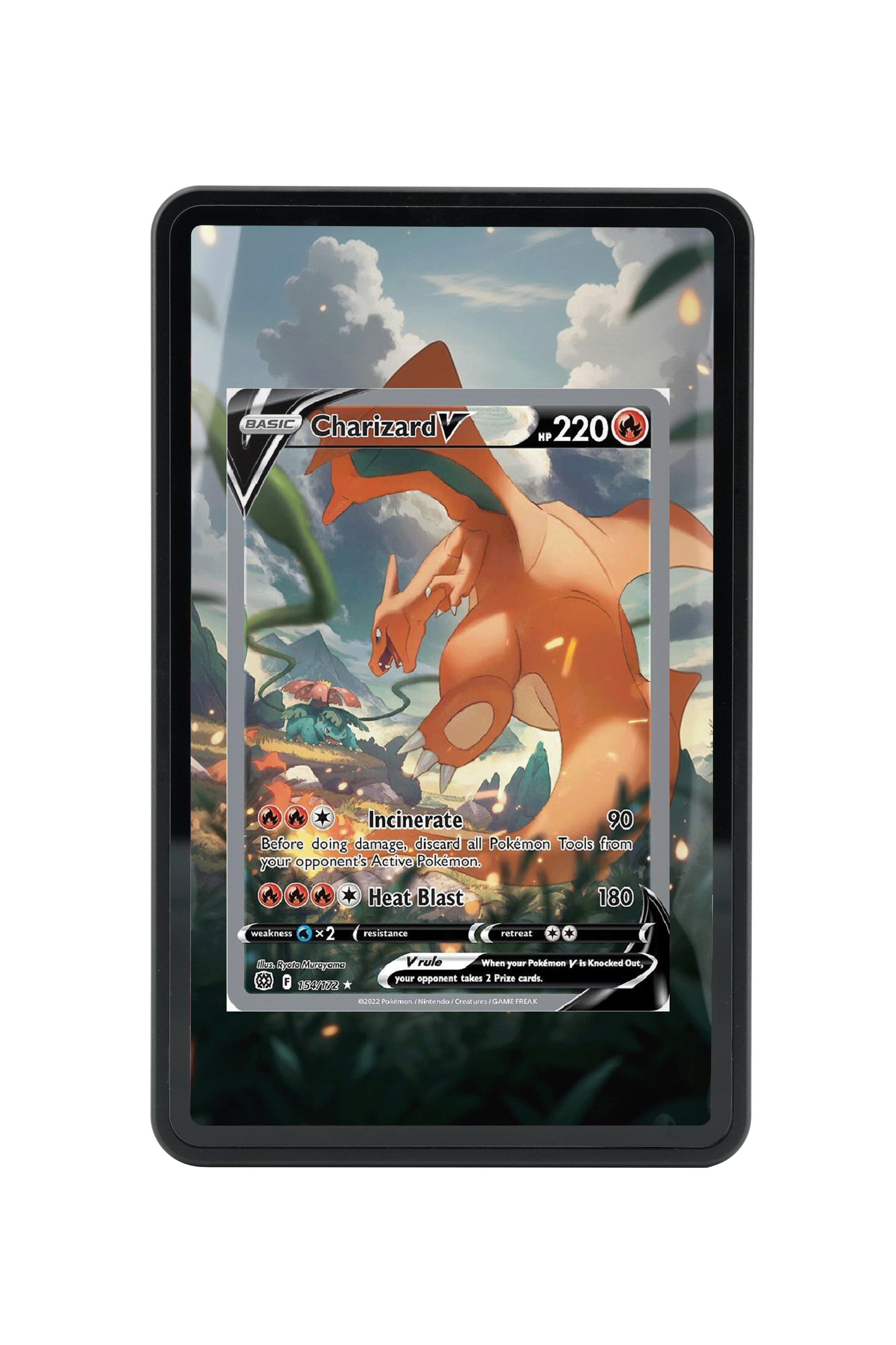 Pokémon TCG Charizard V (Alternate Full Art) Sword & Shield - Brilliant Stars #154/172 Magnetic Card Holder | Gem Mint Sleeve