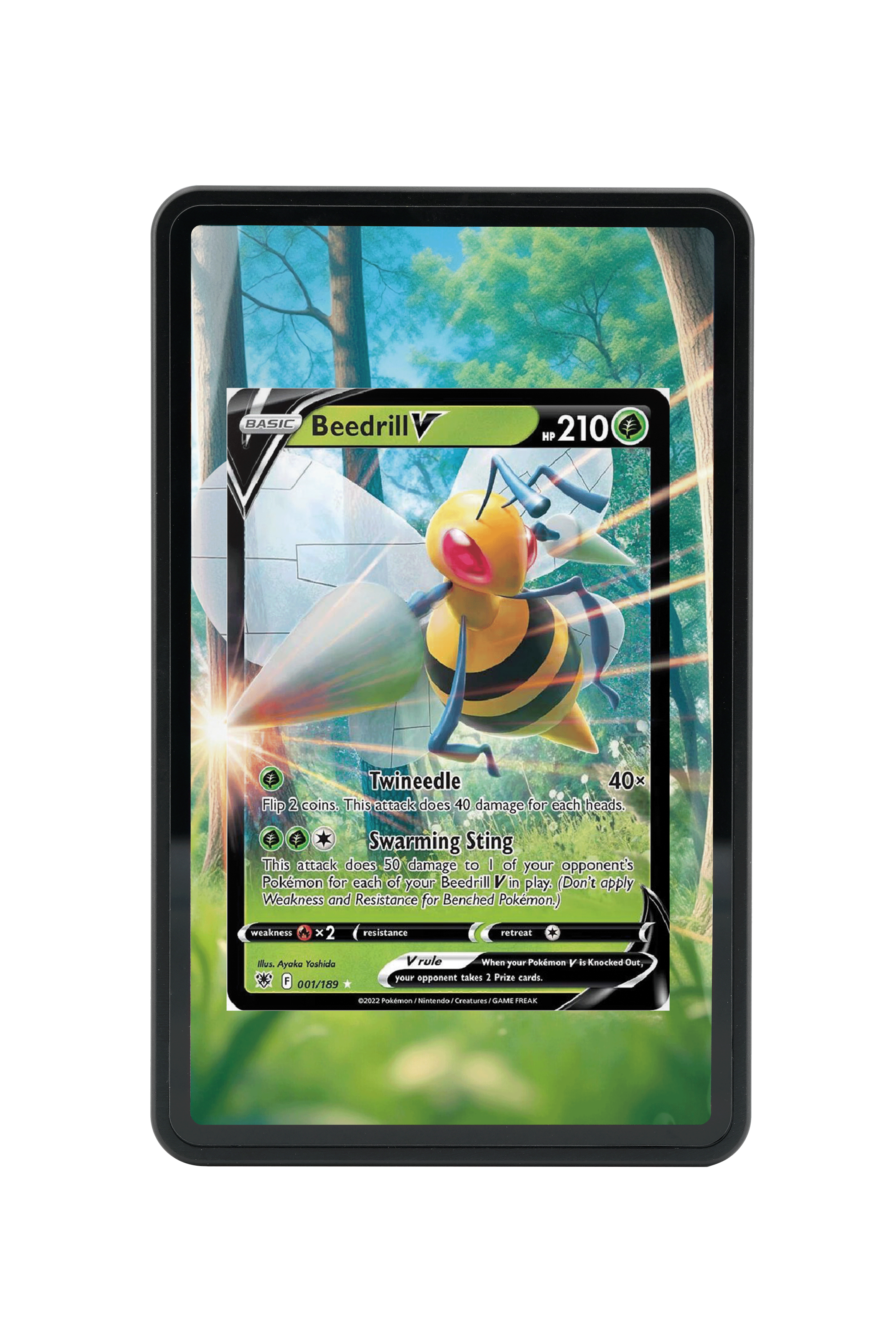 Pokémon TCG Beedrill V Sword & Shield - Astral Radiance #001/189 Magnetic Card Holder | Gem Mint Sleeve