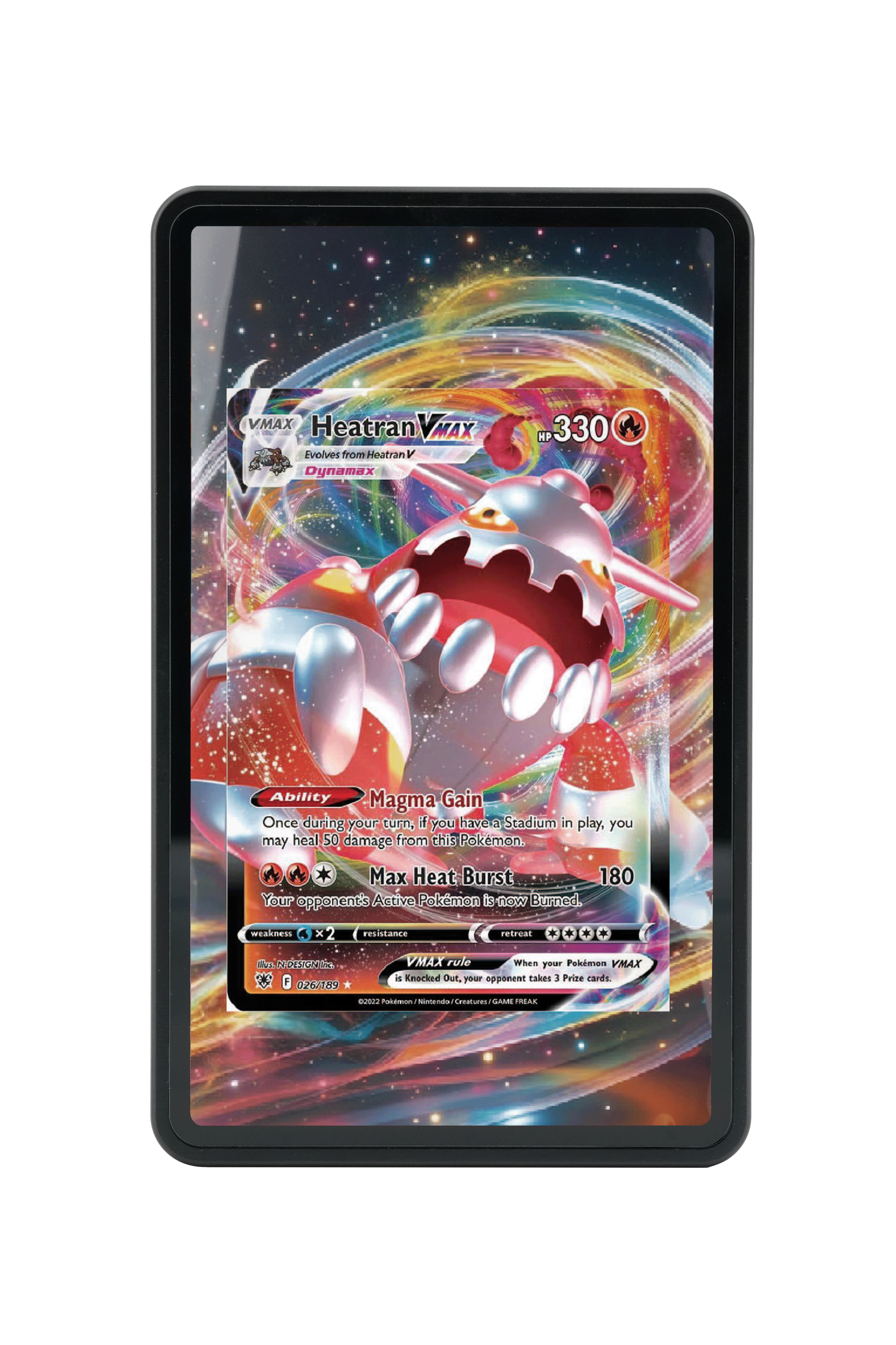 Pokémon TCG Heatran VMAX Sword & Shield - Astral Radiance #026/189 Magnetic Card Holder | Gem Mint Sleeve