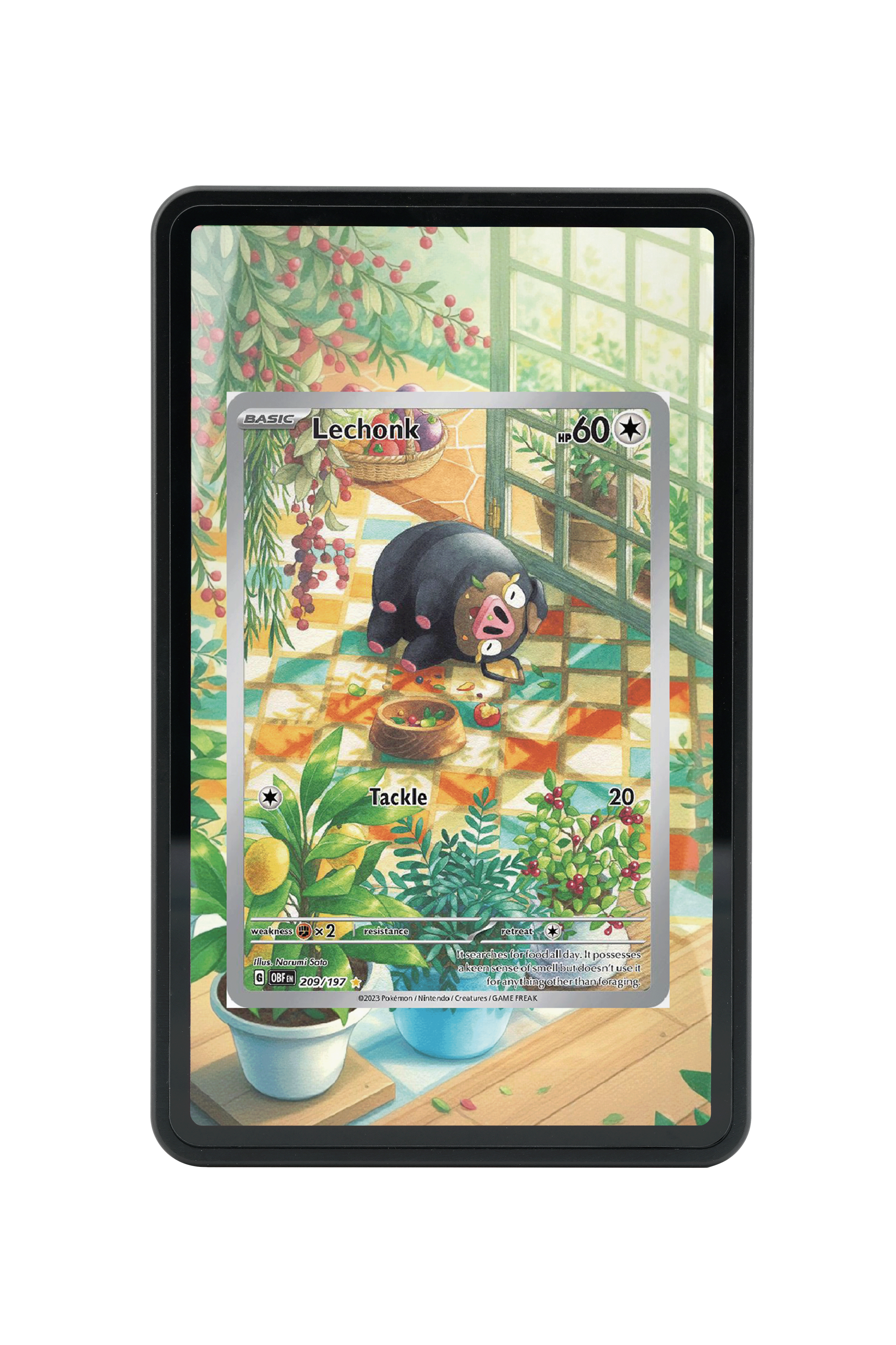 Pokémon TCG Lechonk Scarlet & Violet - Obsidian Flames #209/197 Magnetic Card Holder | Gem Mint Sleeve