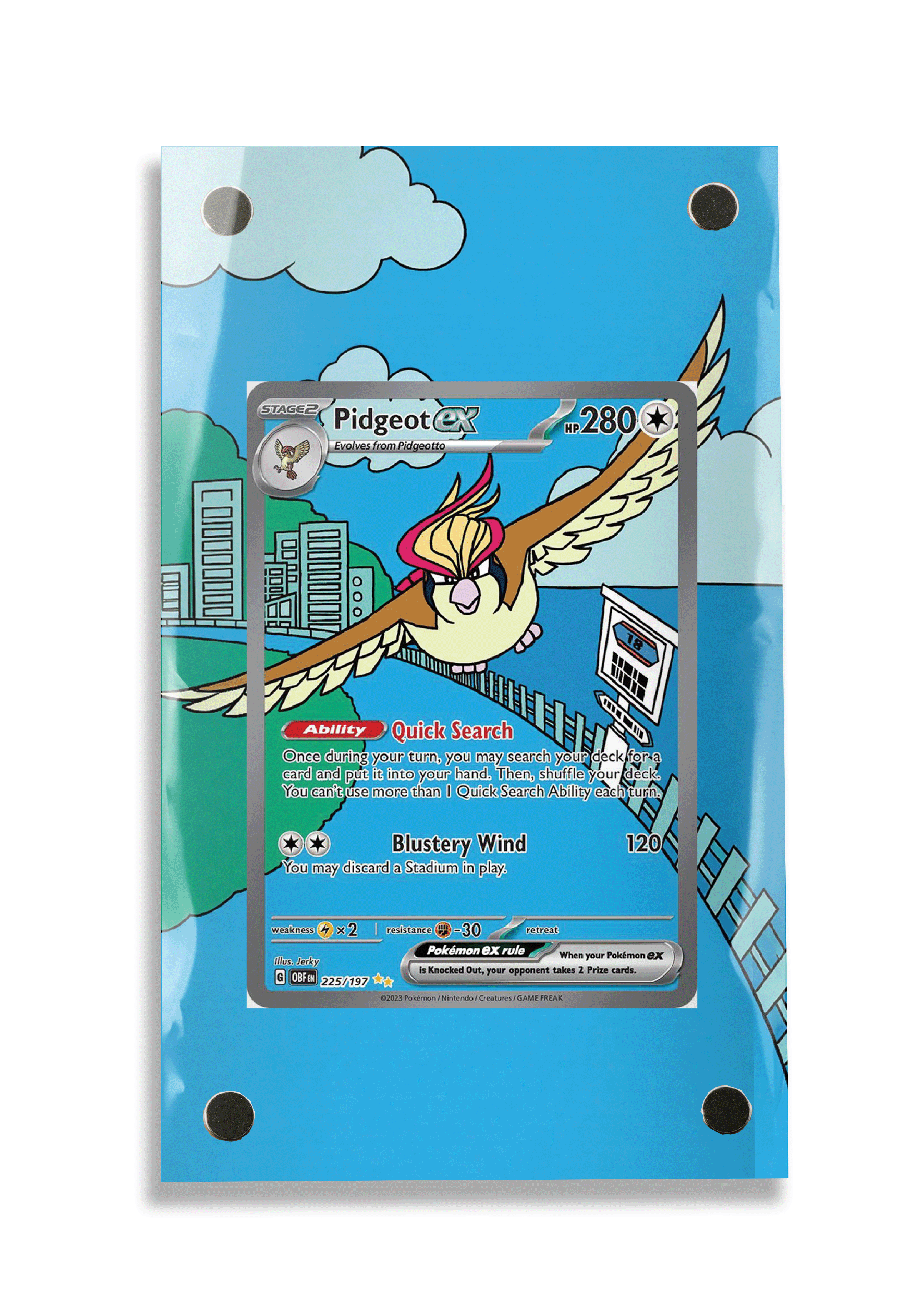 Pokémon TCG Pidgeot ex Scarlet & Violet - Obsidian Flames #225/197 Display Frame | Gem Mint Sleeve