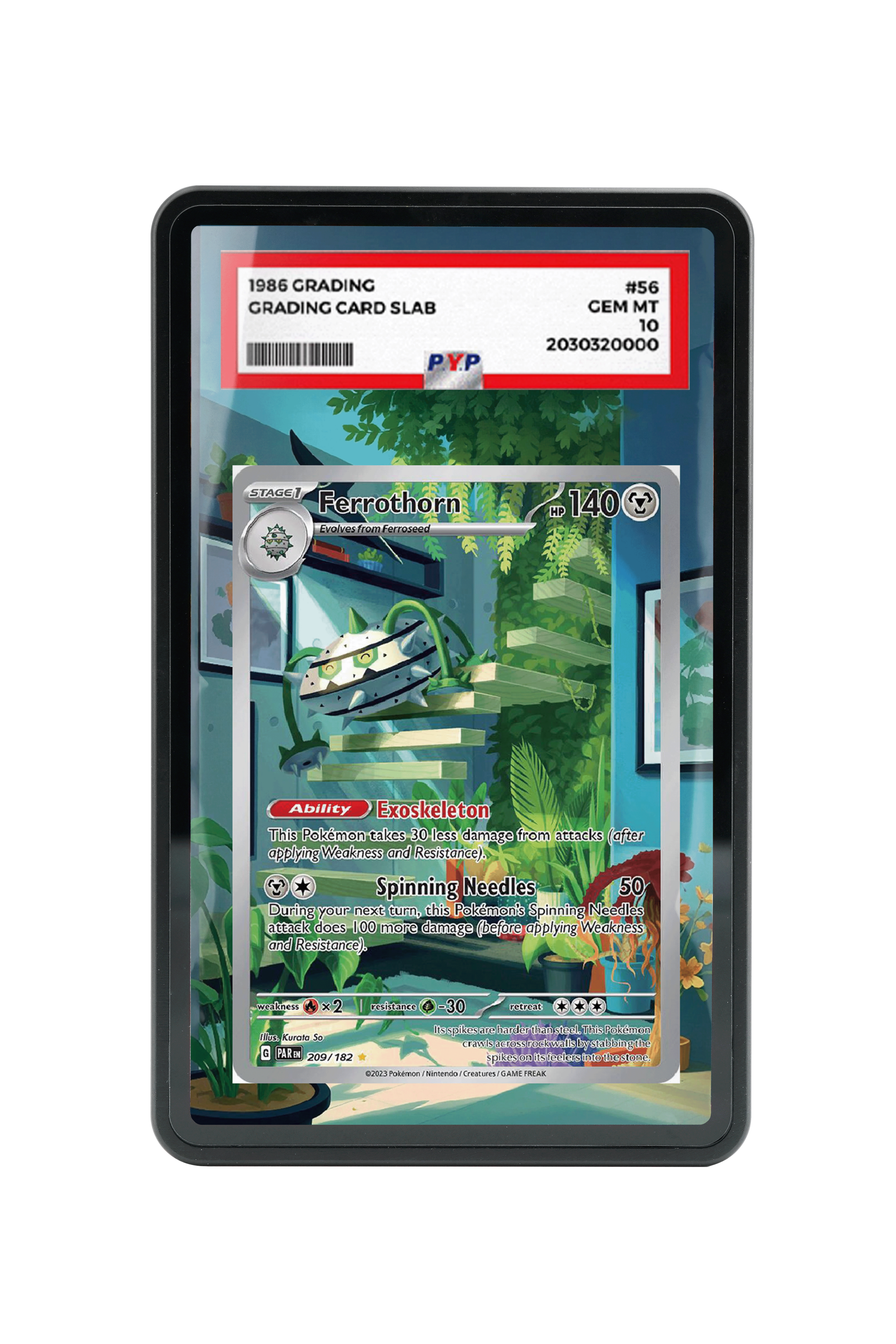 Pokémon TCG Ferrothorn Scarlet & Violet - Paradox Rift #209/182 PSA Grade Case | Gem Mint Sleeve