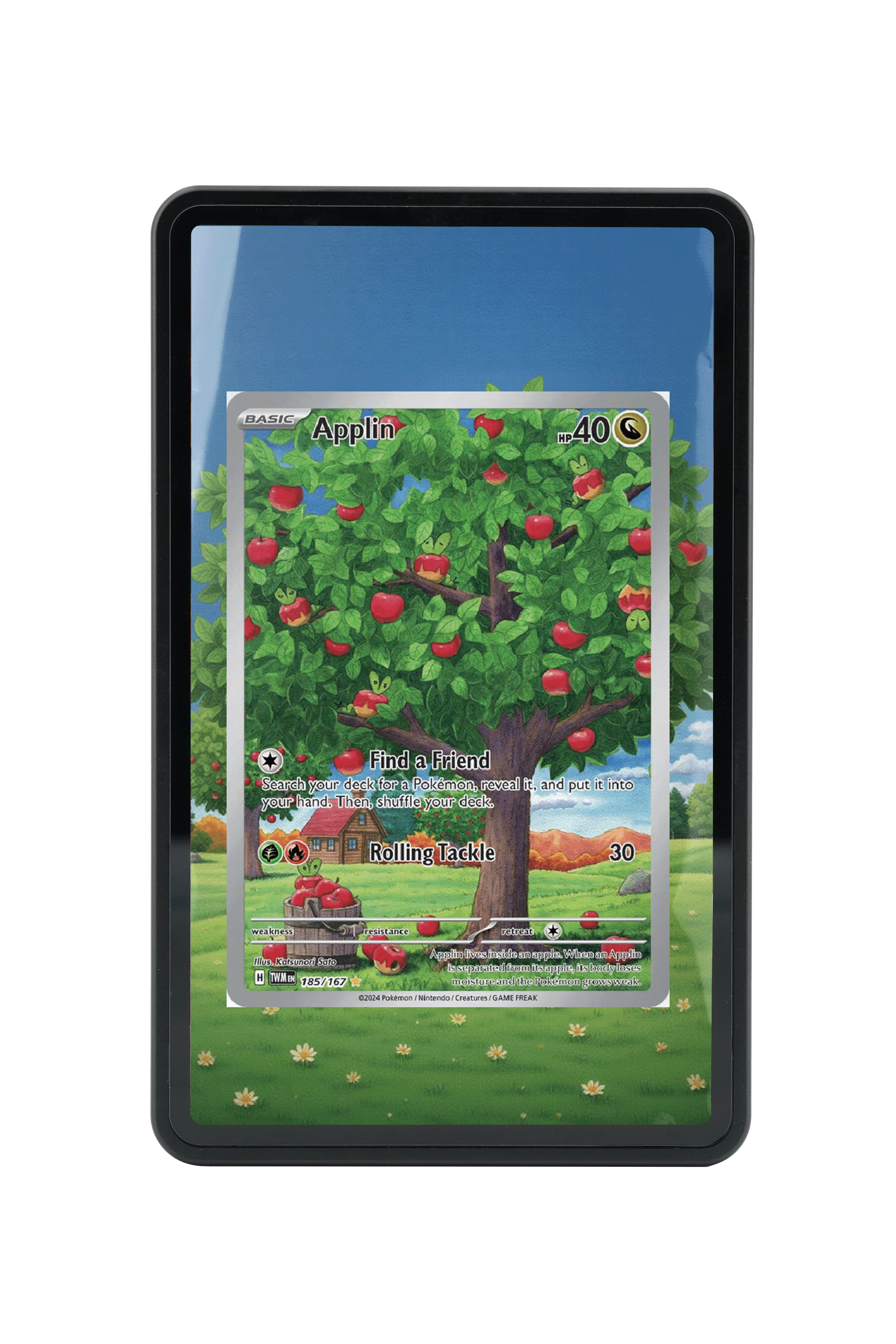 Pokémon TCG Applin Scarlet & Violet - Twilight Masquerade #185/167 Magnetic Card Holder | Gem Mint Sleeve