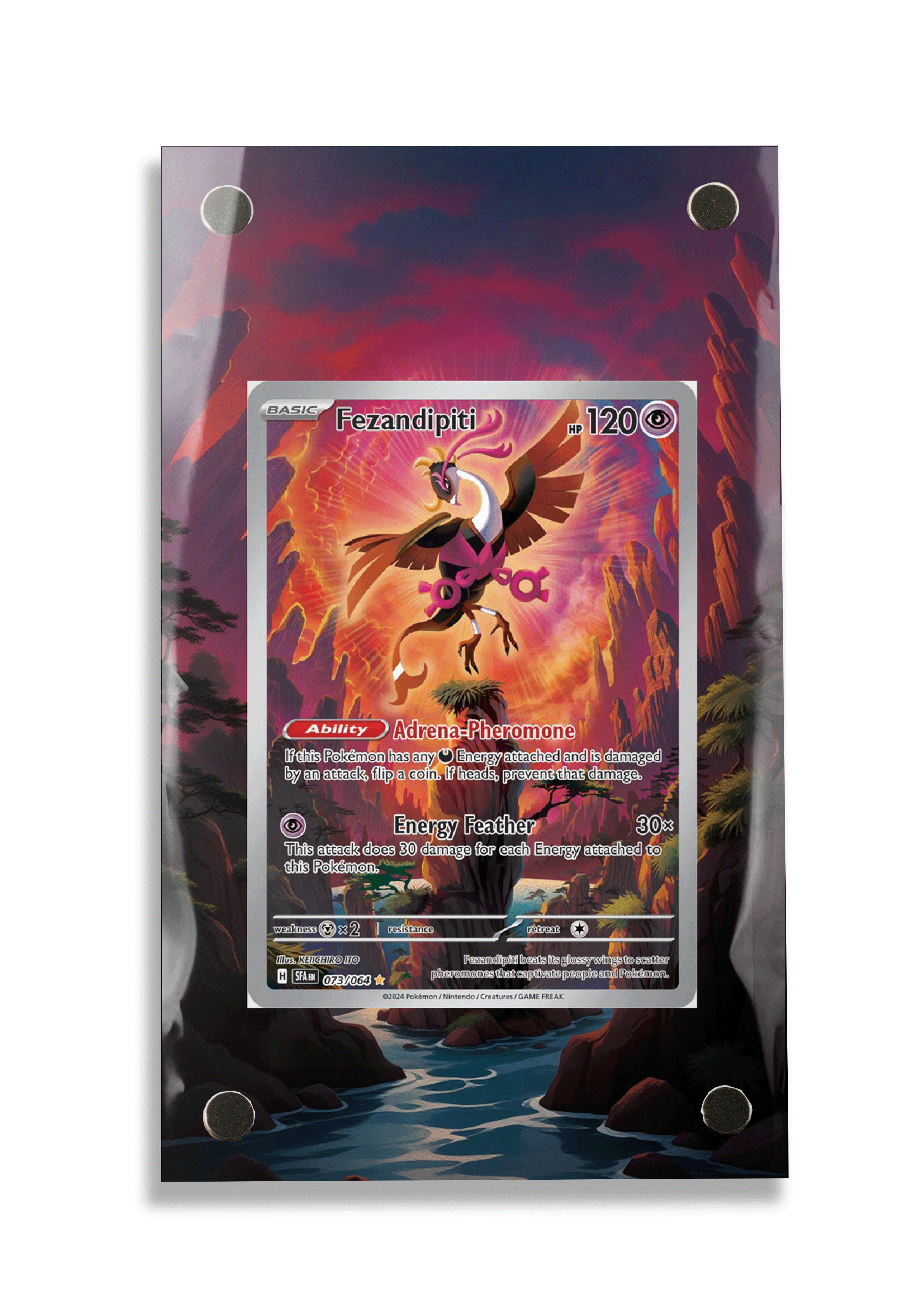 Pokémon TCG Fezandipiti Scarlet & Violet - Shrouded Fable #073/064 Display Frame | Gem Mint Sleeve