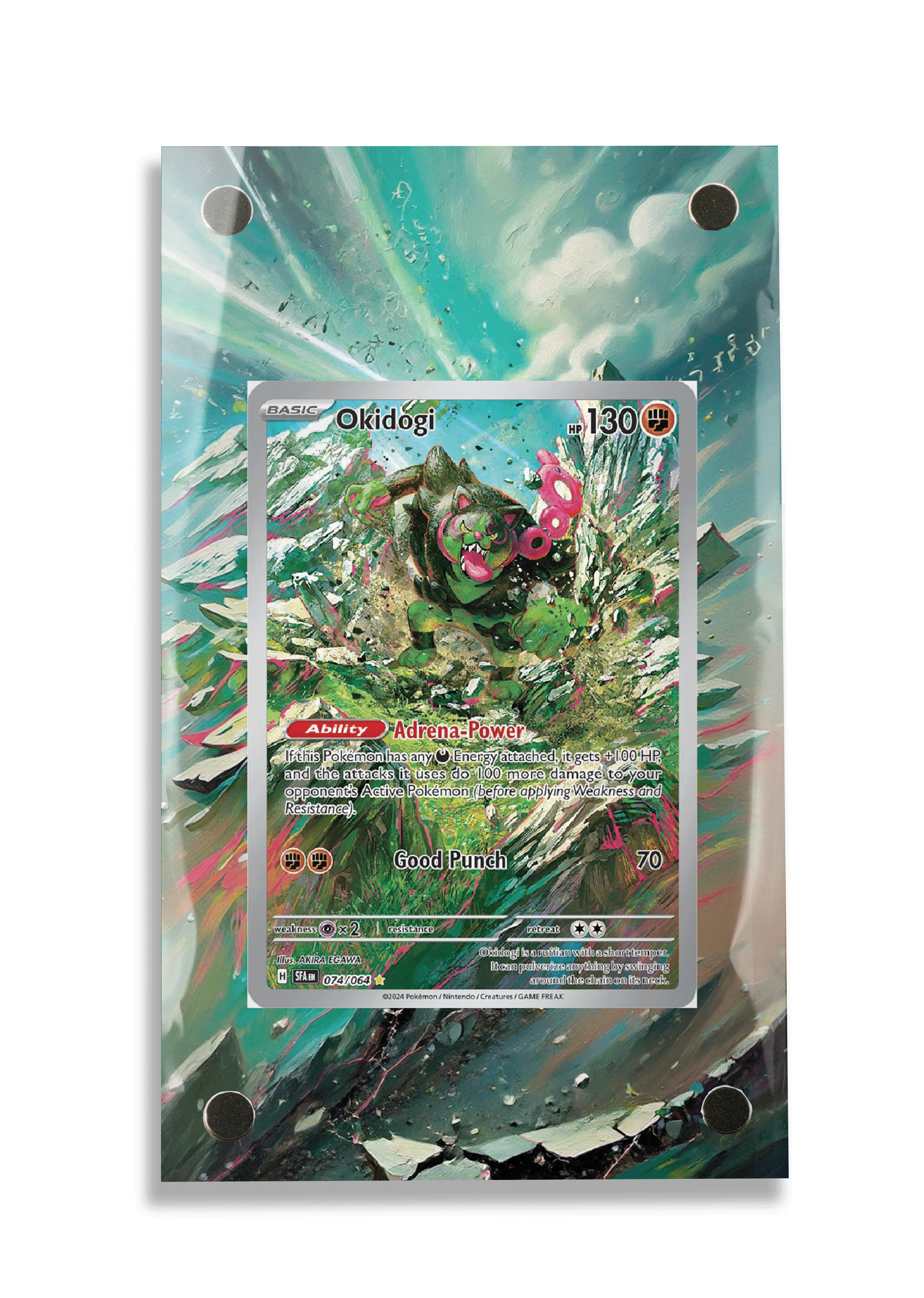 Pokémon TCG Okidogi Scarlet & Violet - Shrouded Fable #074/064 Display Frame | Gem Mint Sleeve