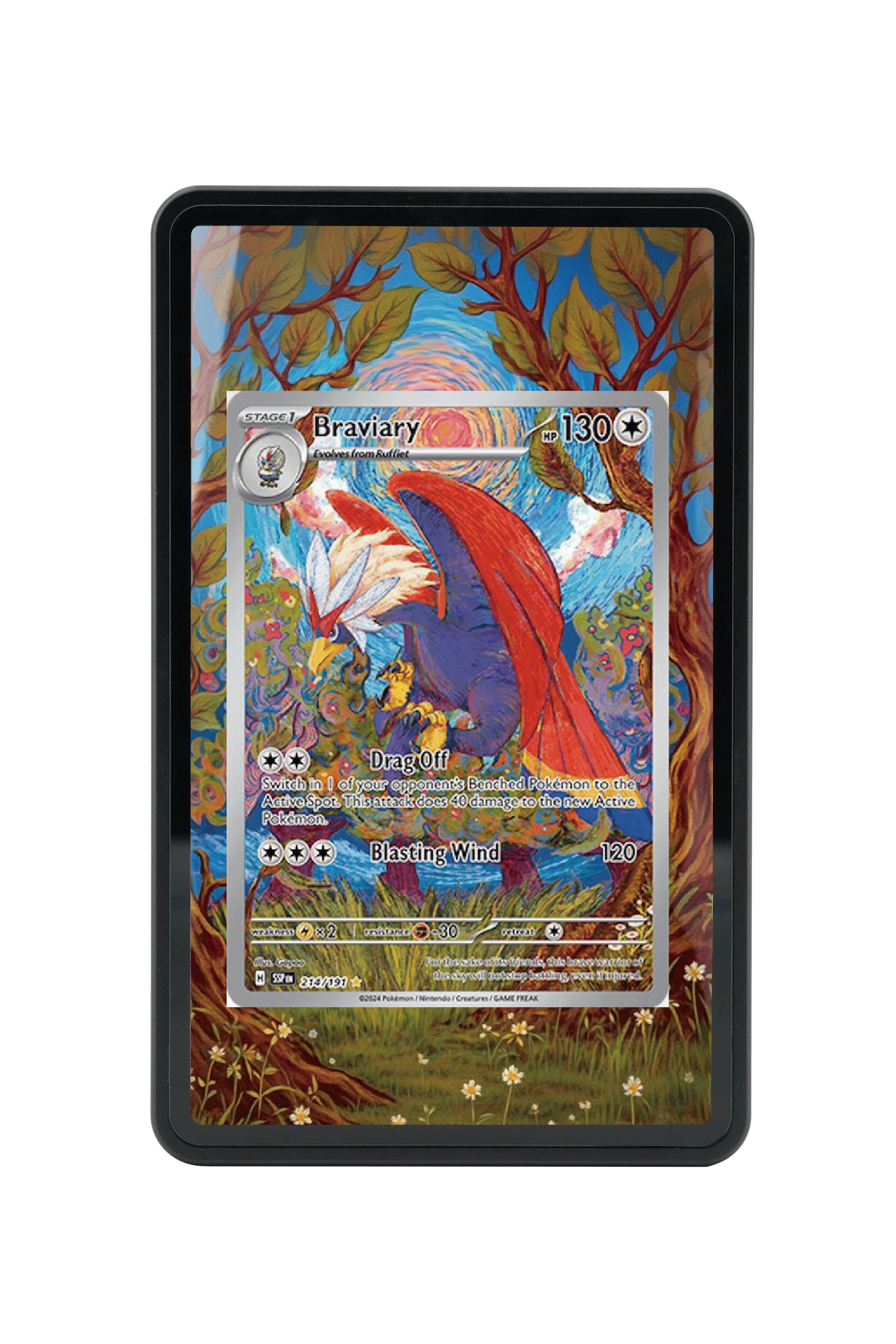 Pokémon TCG Braviary Scarlet & Violet - Surging Sparks #214/191 Magnetic Card Holder | Gem Mint Sleeve