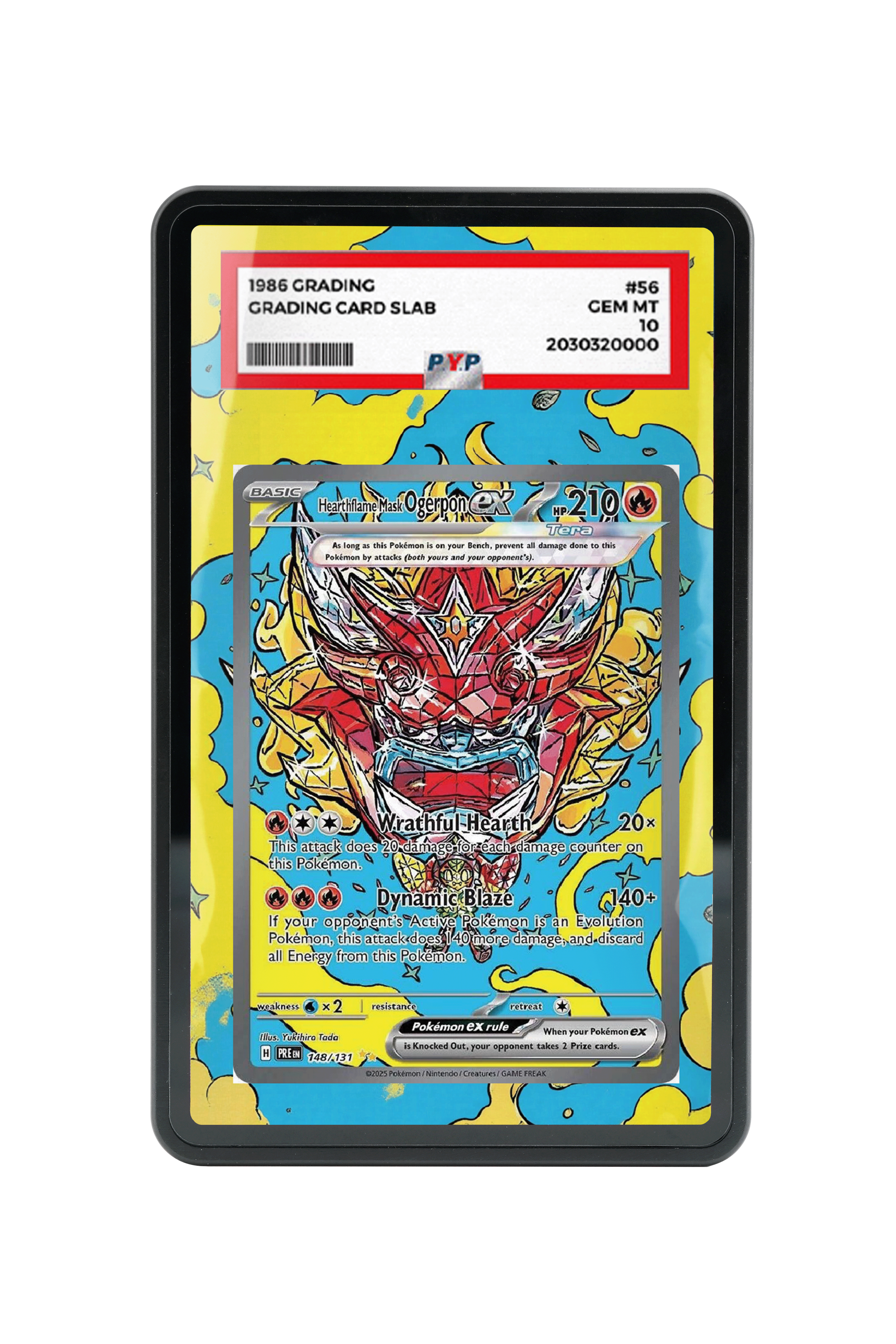 Pokémon TCG Hearthflame Mask Ogerpon ex Scarlet & Violet - Prismatic Evolutions #148/131 PSA Grade Case | Gem Mint Sleeve