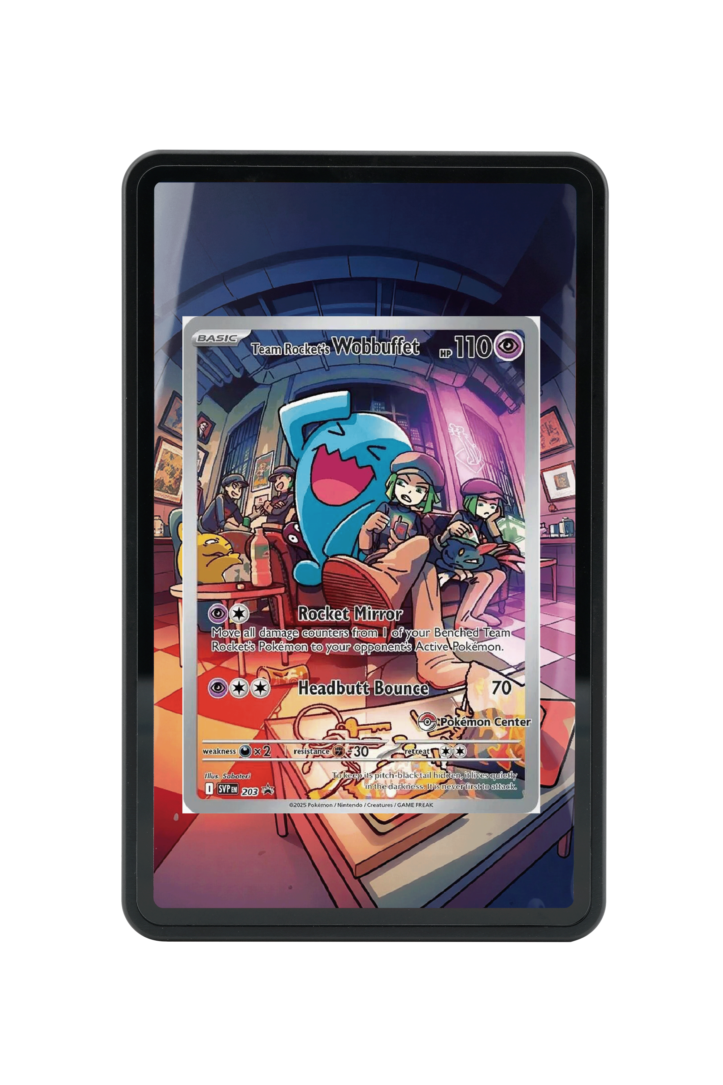 Pokémon TCG Team Rocket's Wobbuffet (Pokemon Center Exclusive) Scarlet & Violet - Scarlet & Violet Promo Cards #203 Magnetic Card Holder | Gem Mint Sleeve