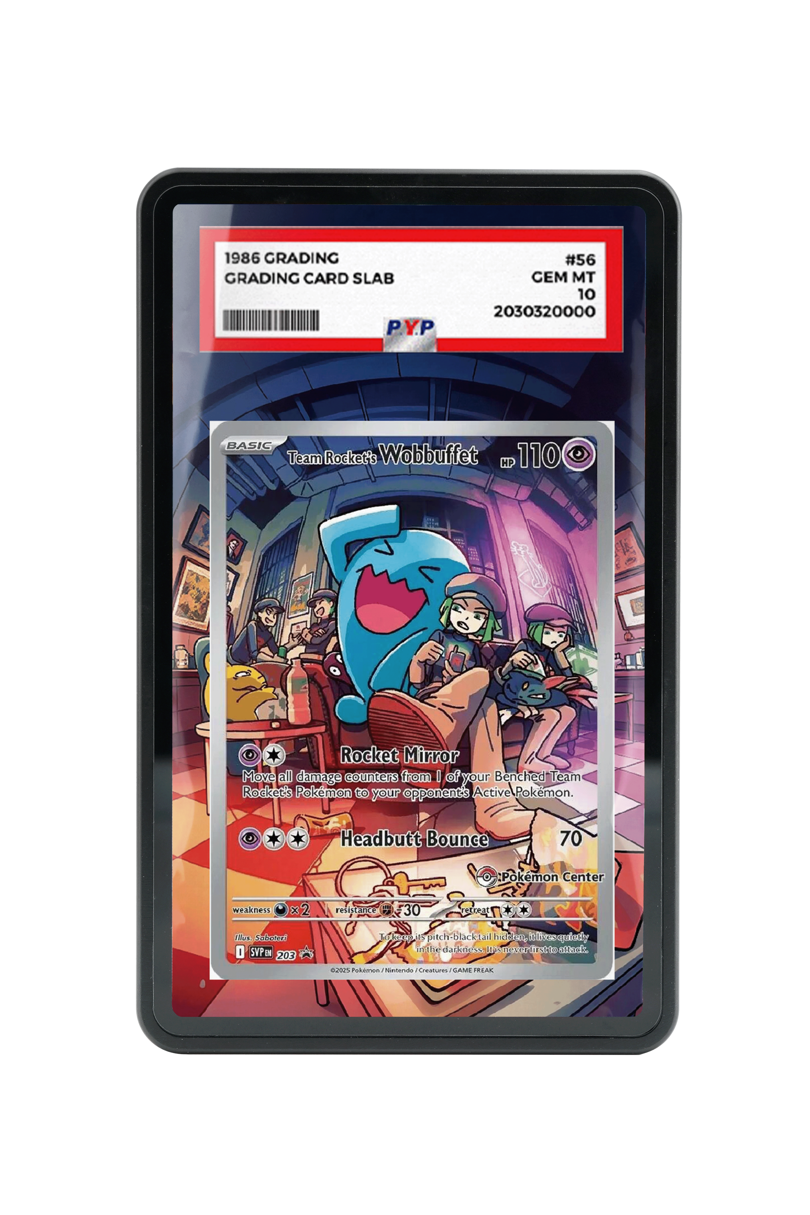 Pokémon TCG Team Rocket's Wobbuffet (Pokemon Center Exclusive) Scarlet & Violet - Scarlet & Violet Promo Cards #203 PSA Grade Case | Gem Mint Sleeve