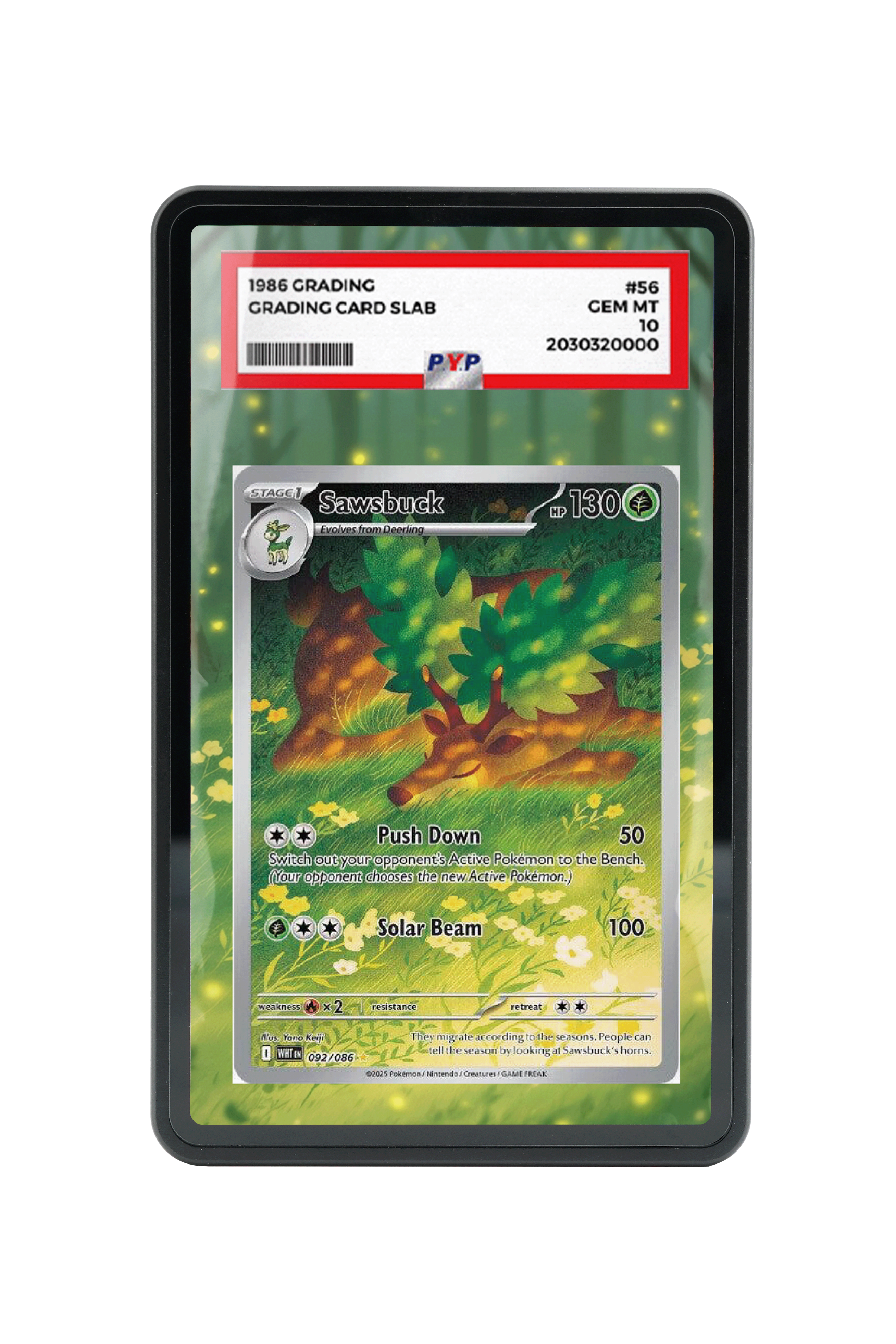 Pokémon TCG Sawsbuck Scarlet & Violet - White Flare #092/086 PSA Grade Case | Gem Mint Sleeve