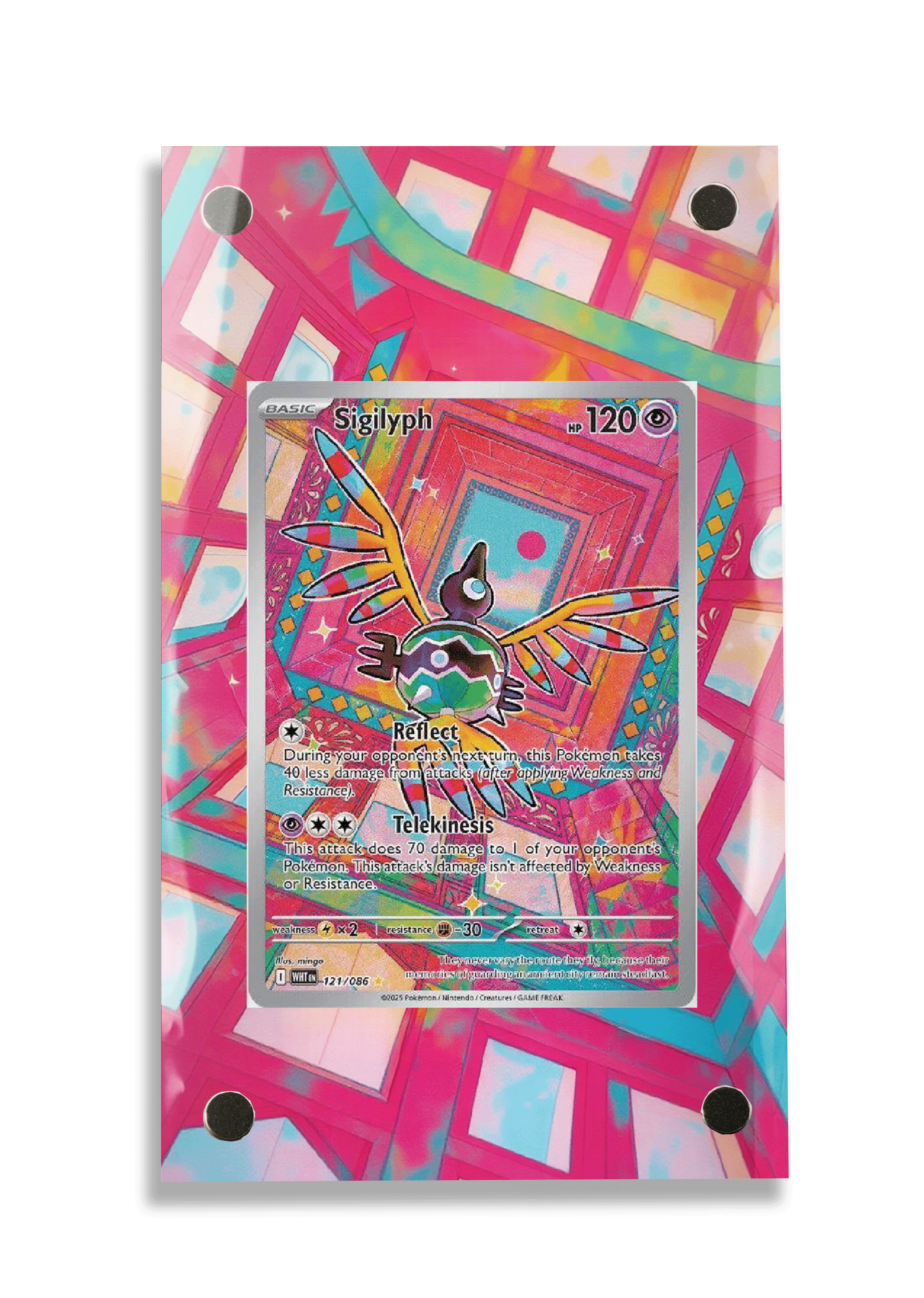 Pokémon TCG Sigilyph Scarlet & Violet - White Flare #121/086 Display Frame | Gem Mint Sleeve