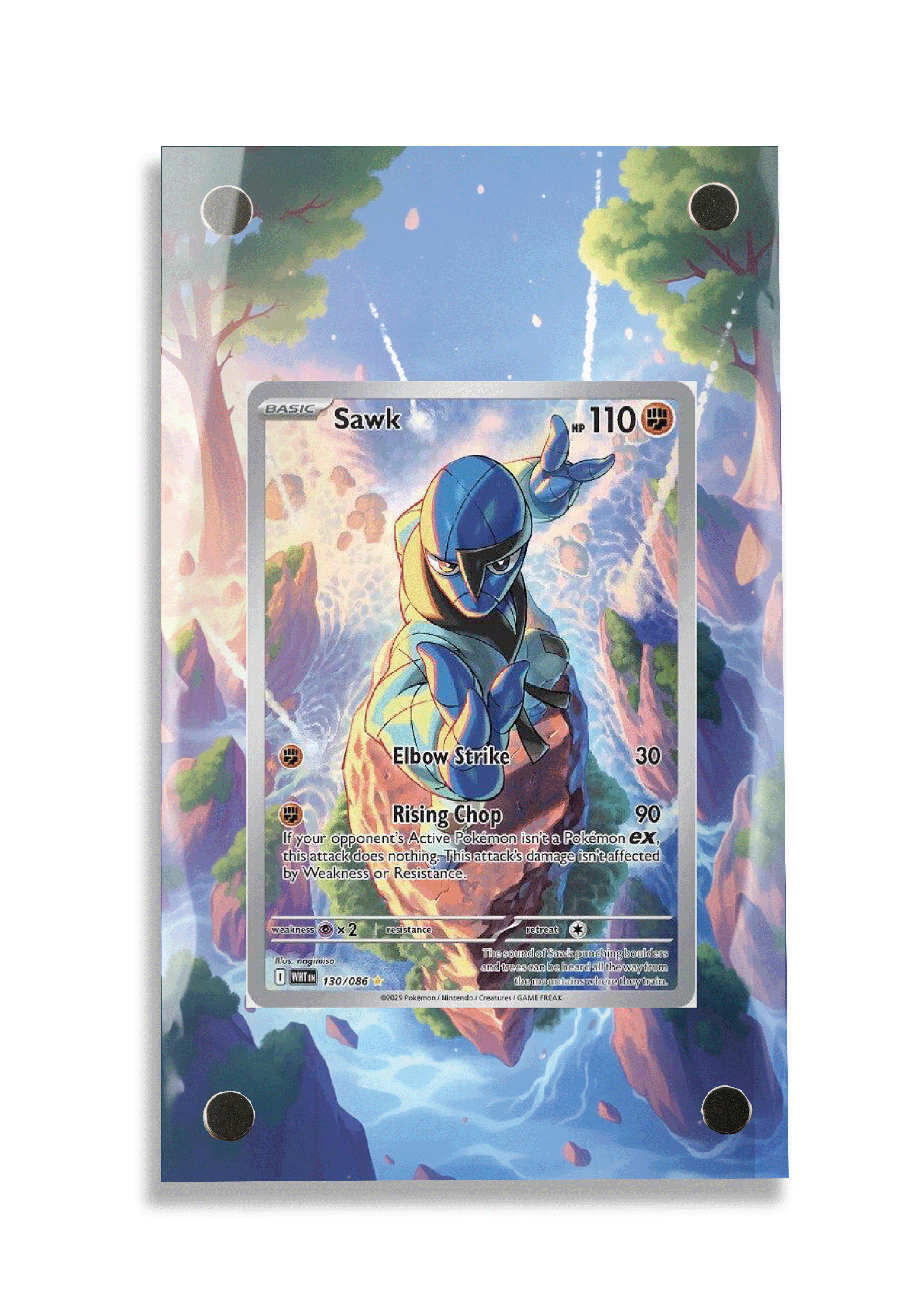 Pokémon TCG Sawk Scarlet & Violet - White Flare #130/086 Display Frame | Gem Mint Sleeve