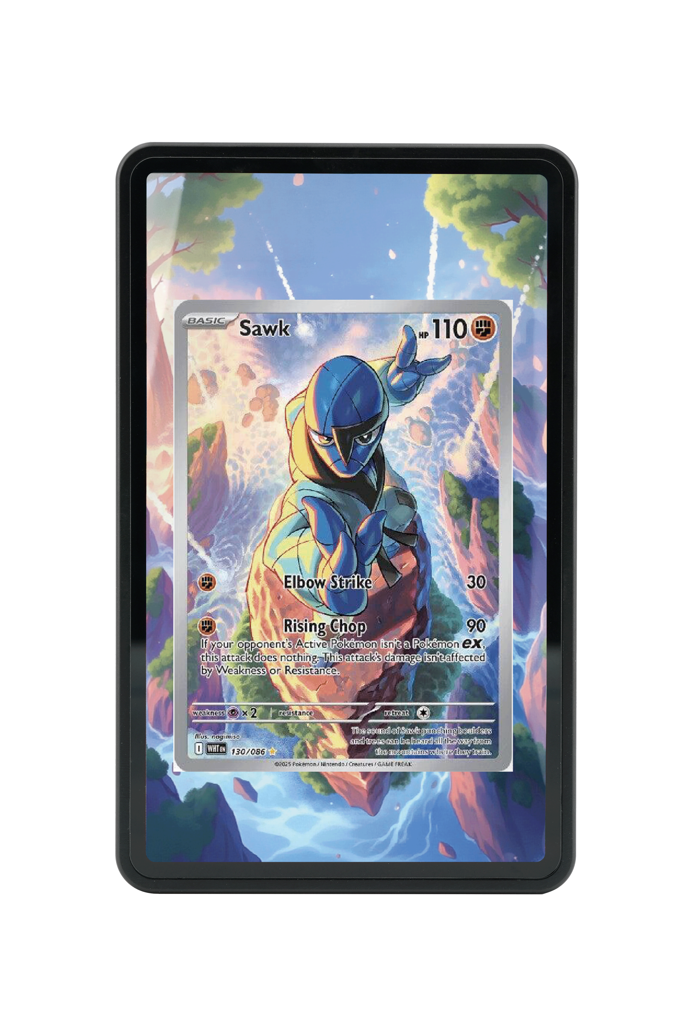 Pokémon TCG Sawk Scarlet & Violet - White Flare #130/086 Magnetic Card Holder | Gem Mint Sleeve