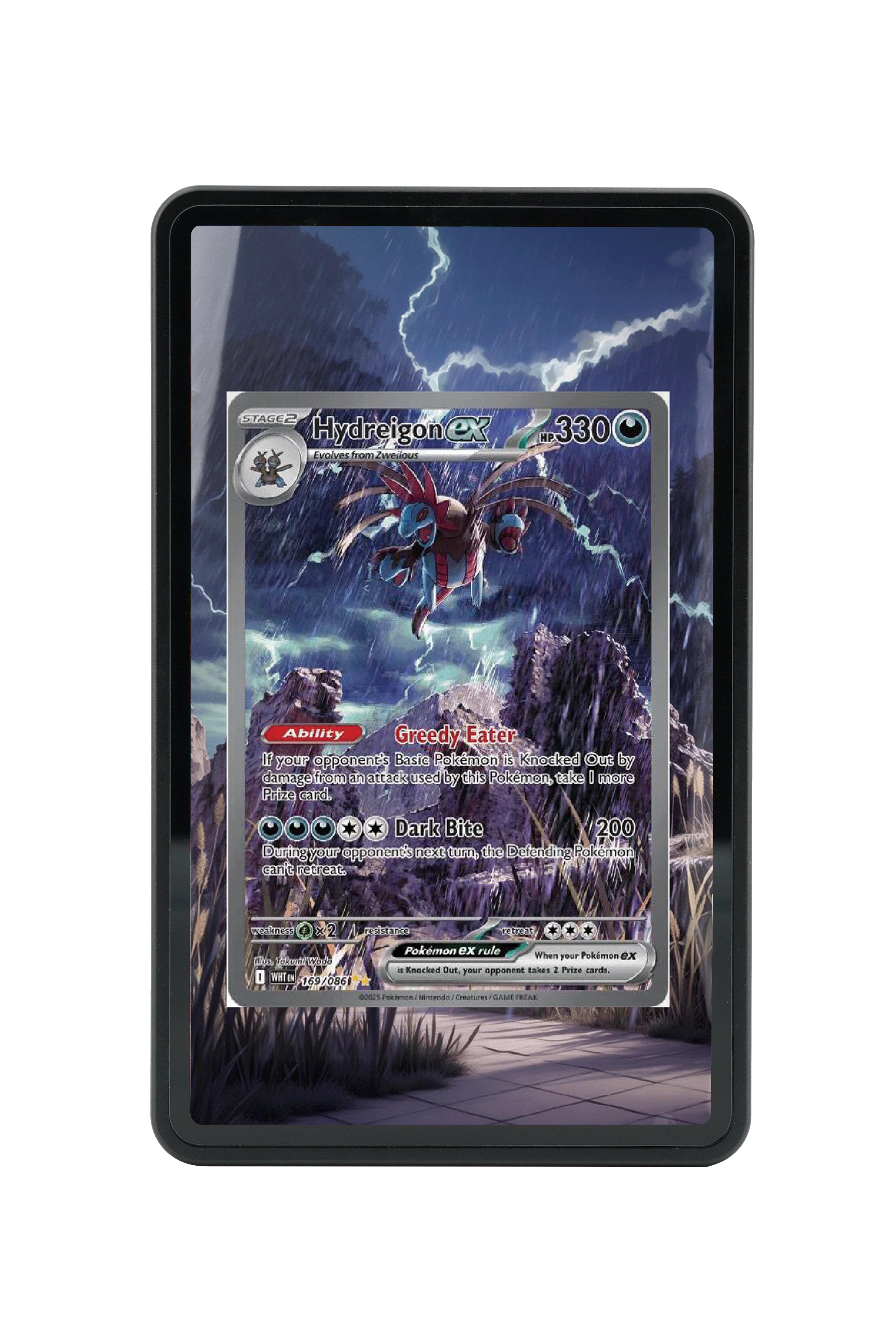 Pokémon TCG Hydreigon ex Scarlet & Violet - White Flare #169/086 Magnetic Card Holder | Gem Mint Sleeve