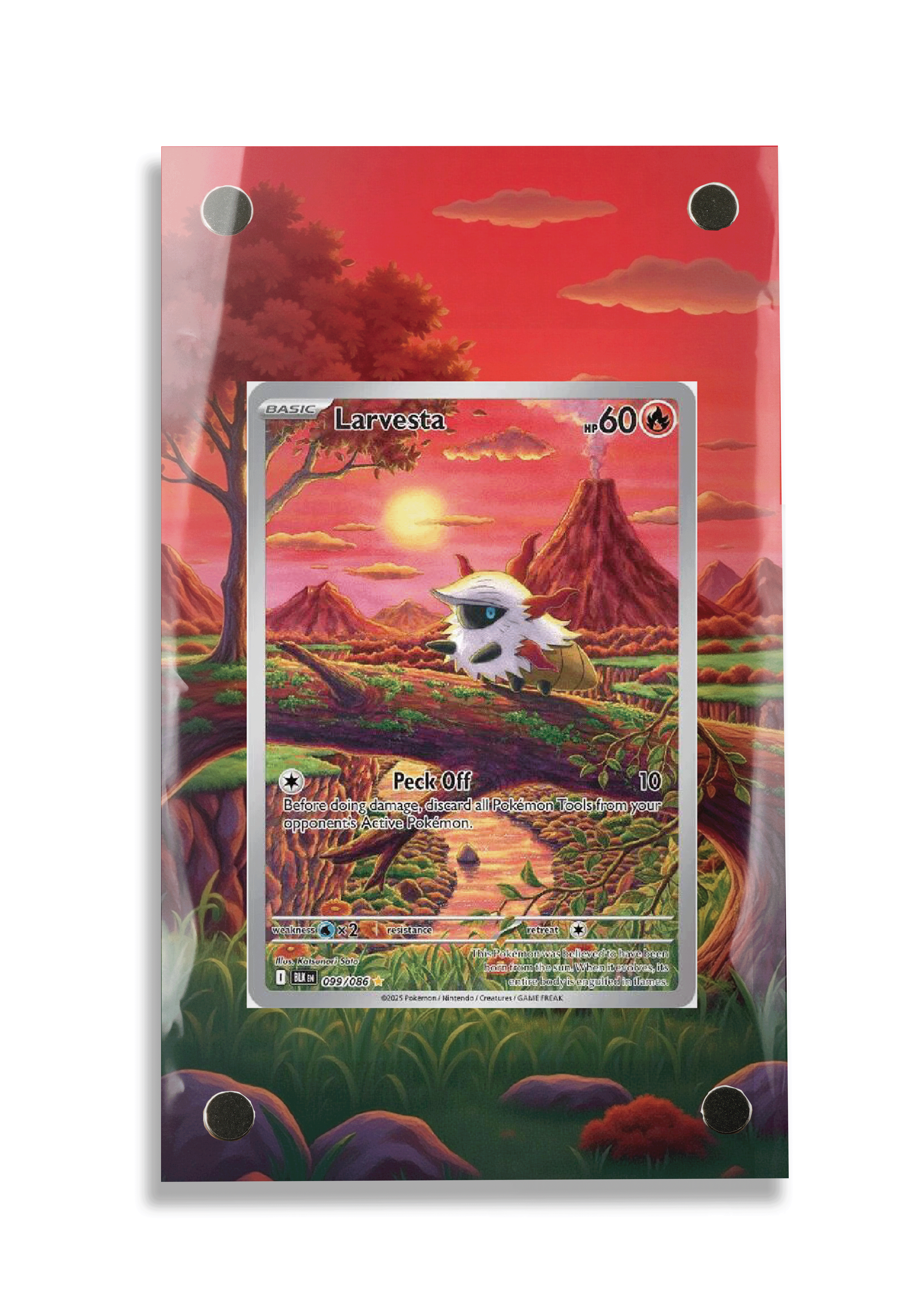 Pokémon TCG Larvesta Scarlet & Violet - Black Bolt #099/086 Display Frame | Gem Mint Sleeve