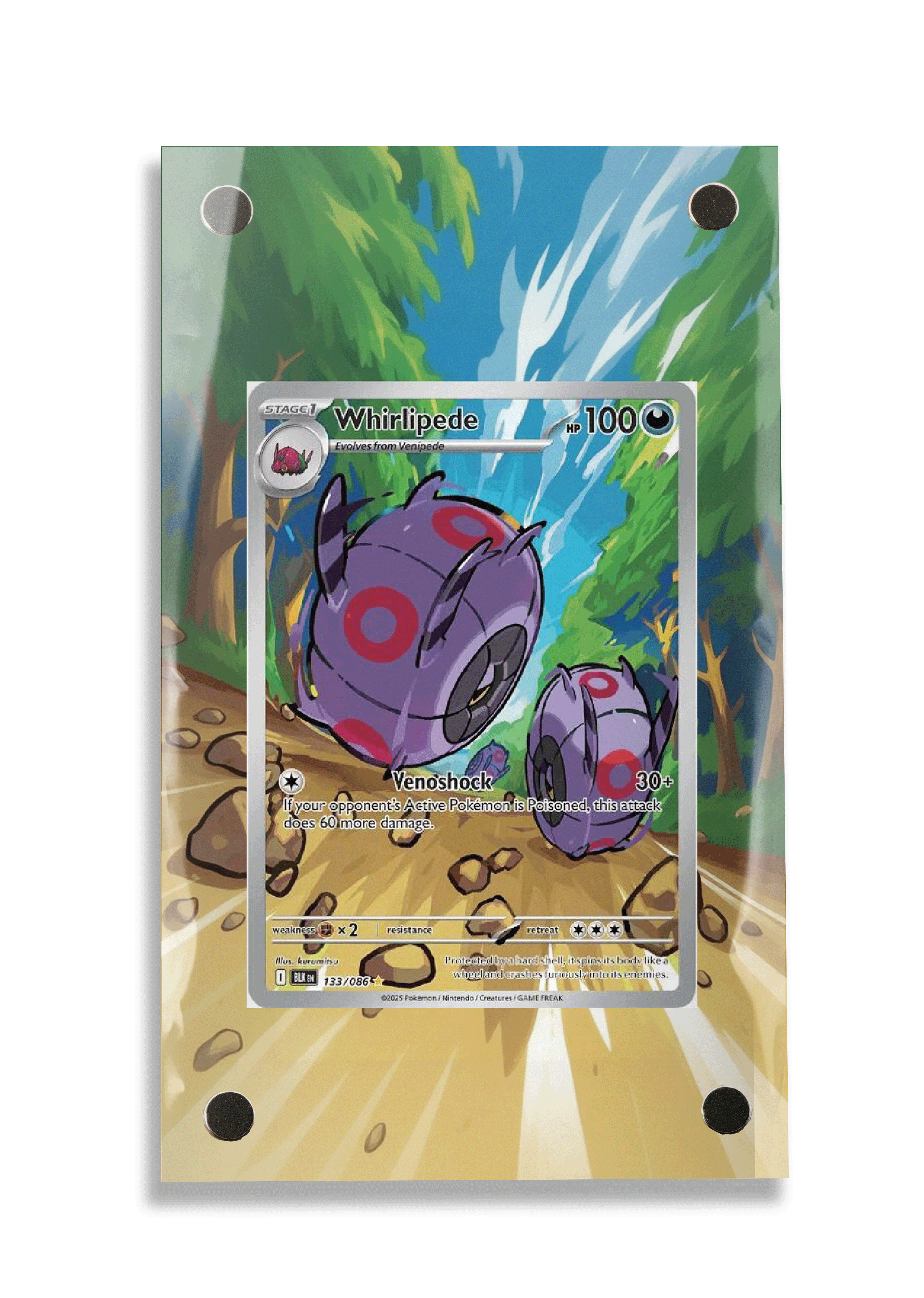 Pokémon TCG Whirlipede Scarlet & Violet - Black Bolt #133/086 Display Frame | Gem Mint Sleeve