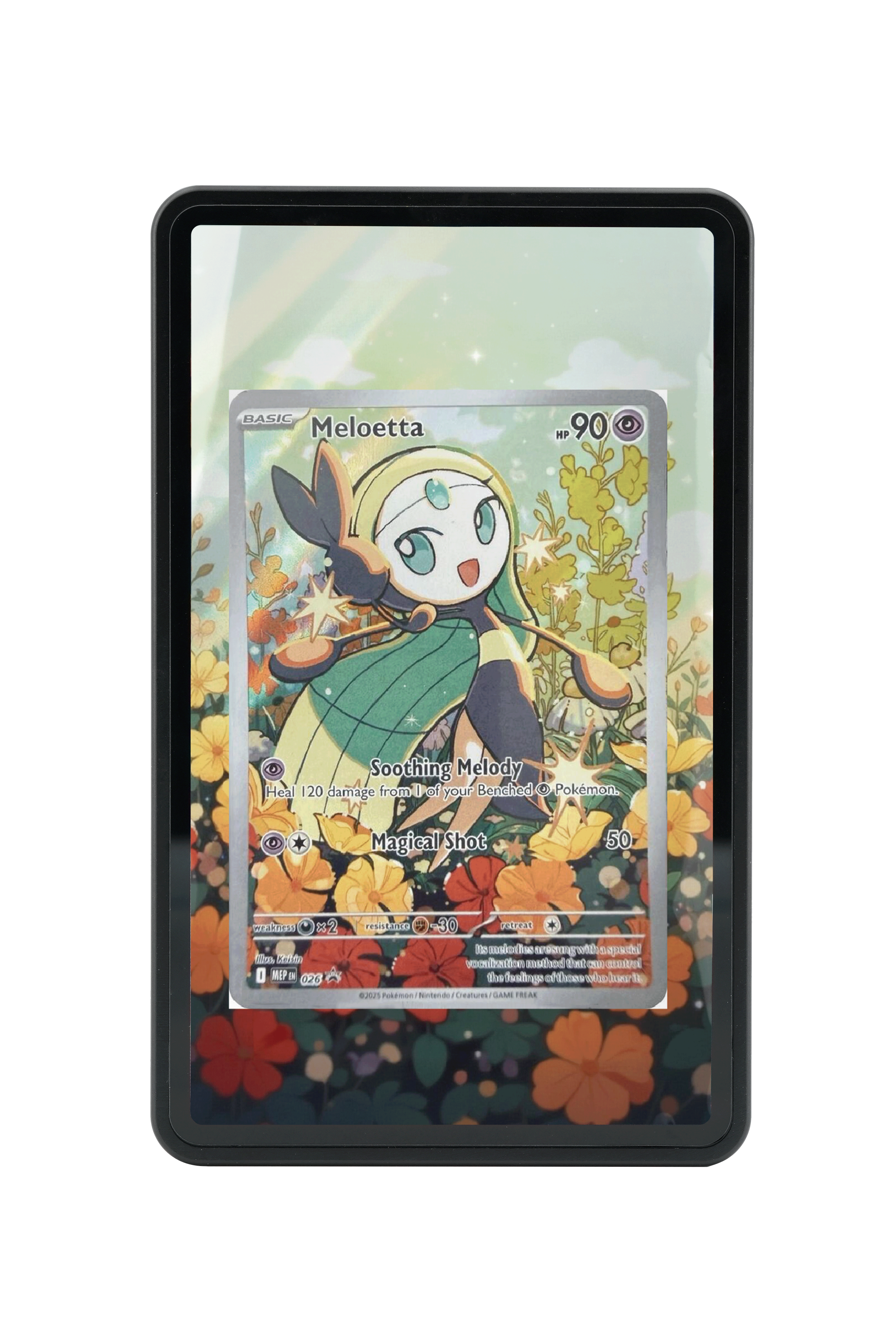 Pokémon TCG Meloetta Mega Evolution - Mega Evolution Promo #26 Magnetic Card Holder | Gem Mint Sleeve