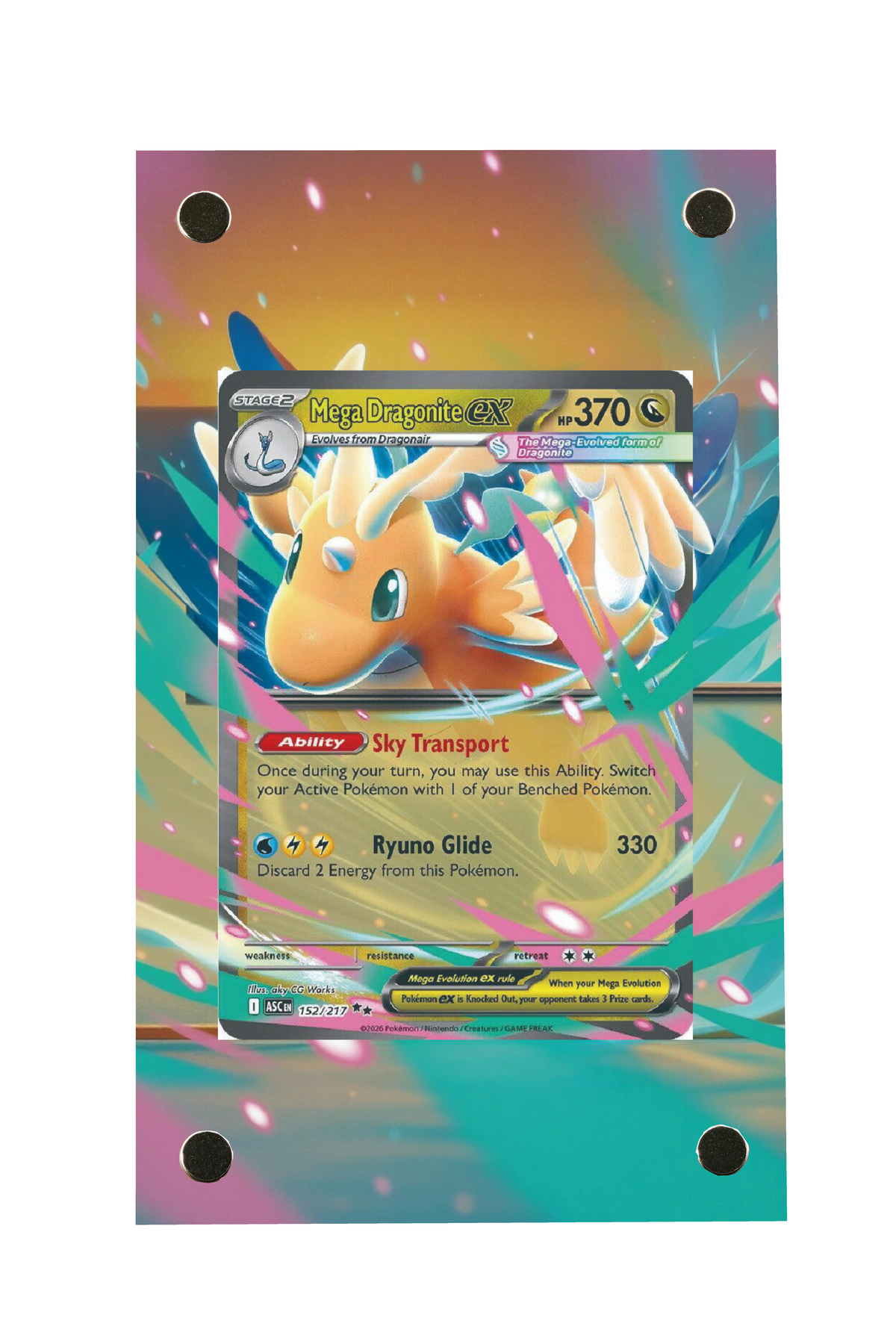 Pokémon TCG Mega Dragonite ex - 152/217 Ascended Heroes #152/217 Display Frame | Gem Mint Sleeve