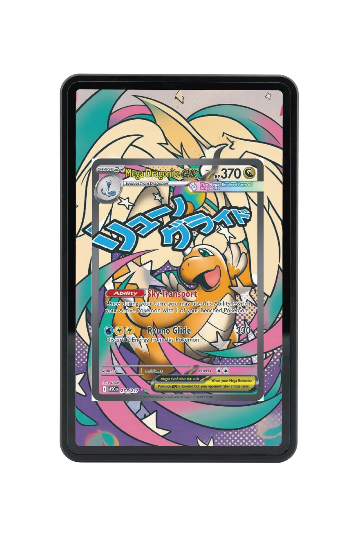 Pokémon TCG Mega Dragonite ex - 271/217 Ascended Heroes #271/217 Magnetic Card Holder | Gem Mint Sleeve