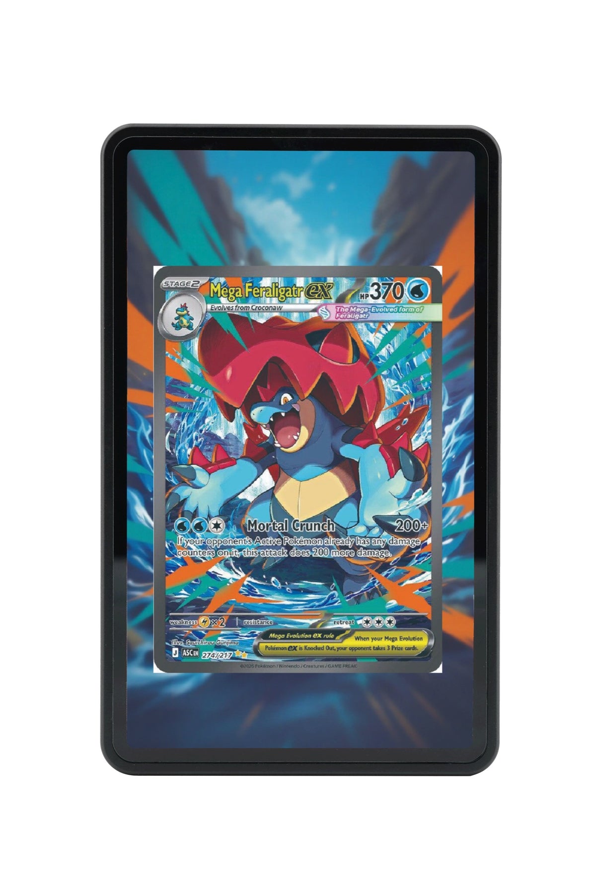 Pokémon TCG Mega Feraligatr ex - 274/217 Ascended Heroes #274/217 Magnetic Card Holder | Gem Mint Sleeve