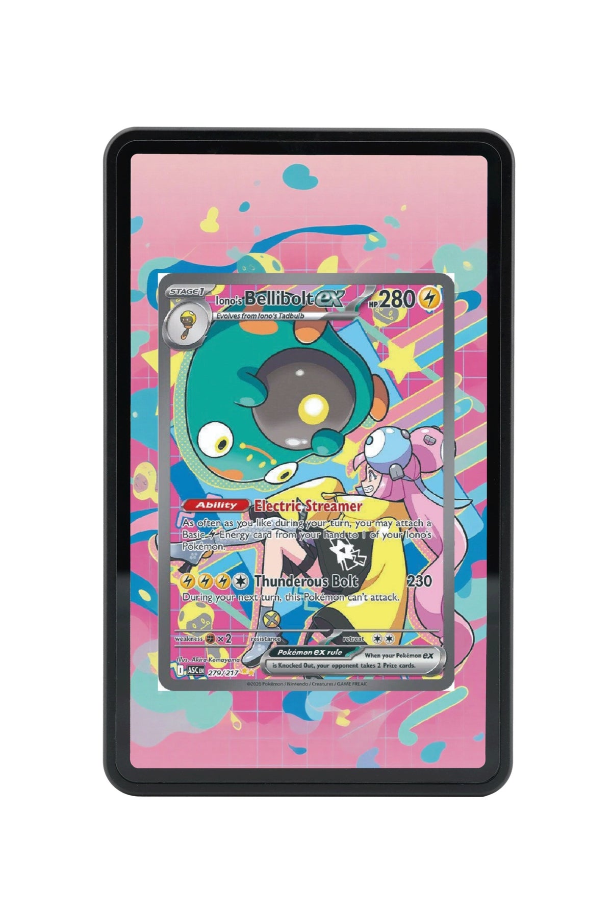 Pokémon TCG Iono's Bellibolt ex - 279/217 Ascended Heroes #279/217 Magnetic Card Holder | Gem Mint Sleeve
