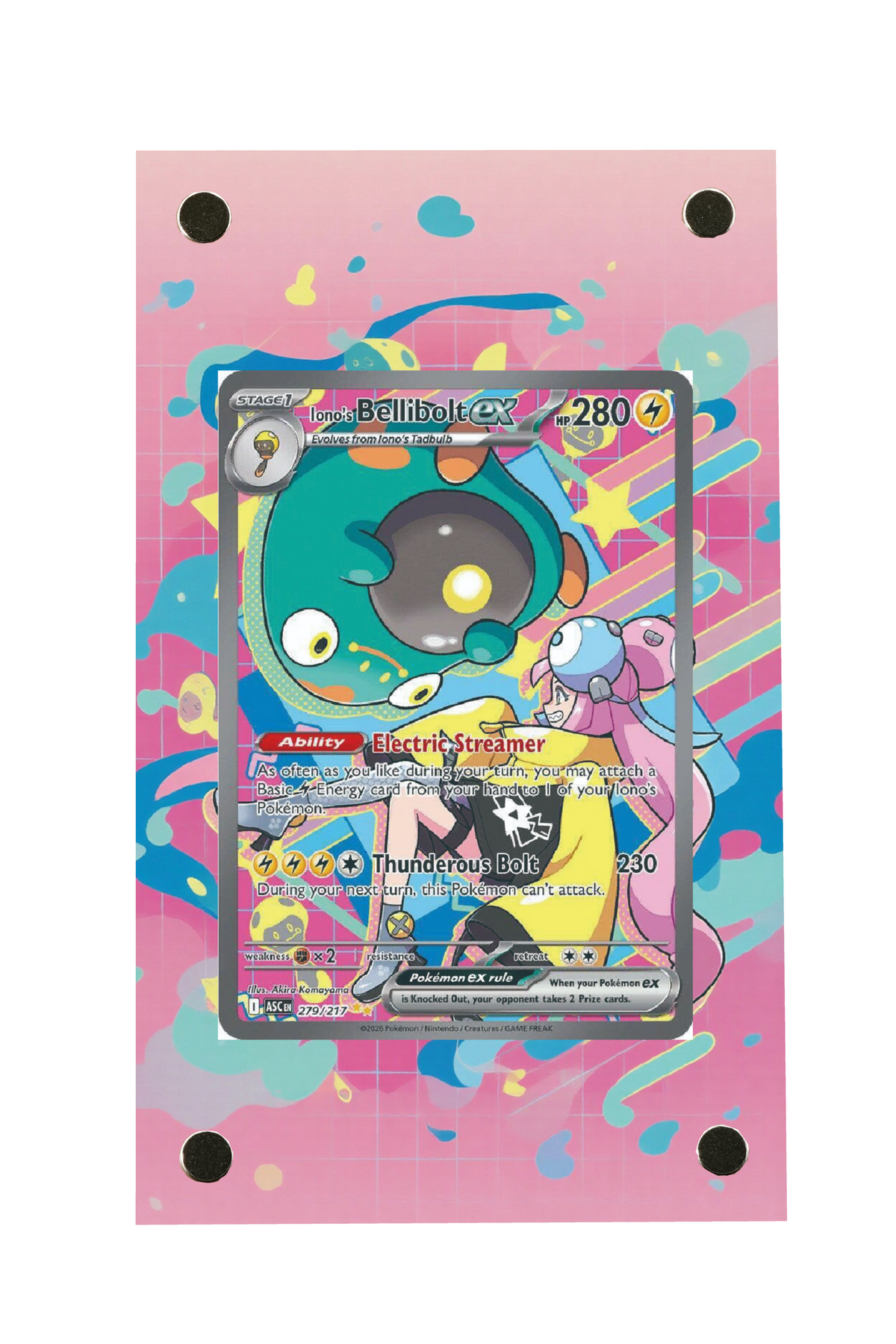 Pokémon TCG Iono's Bellibolt ex - 279/217 Ascended Heroes #279/217 Display Frame | Gem Mint Sleeve