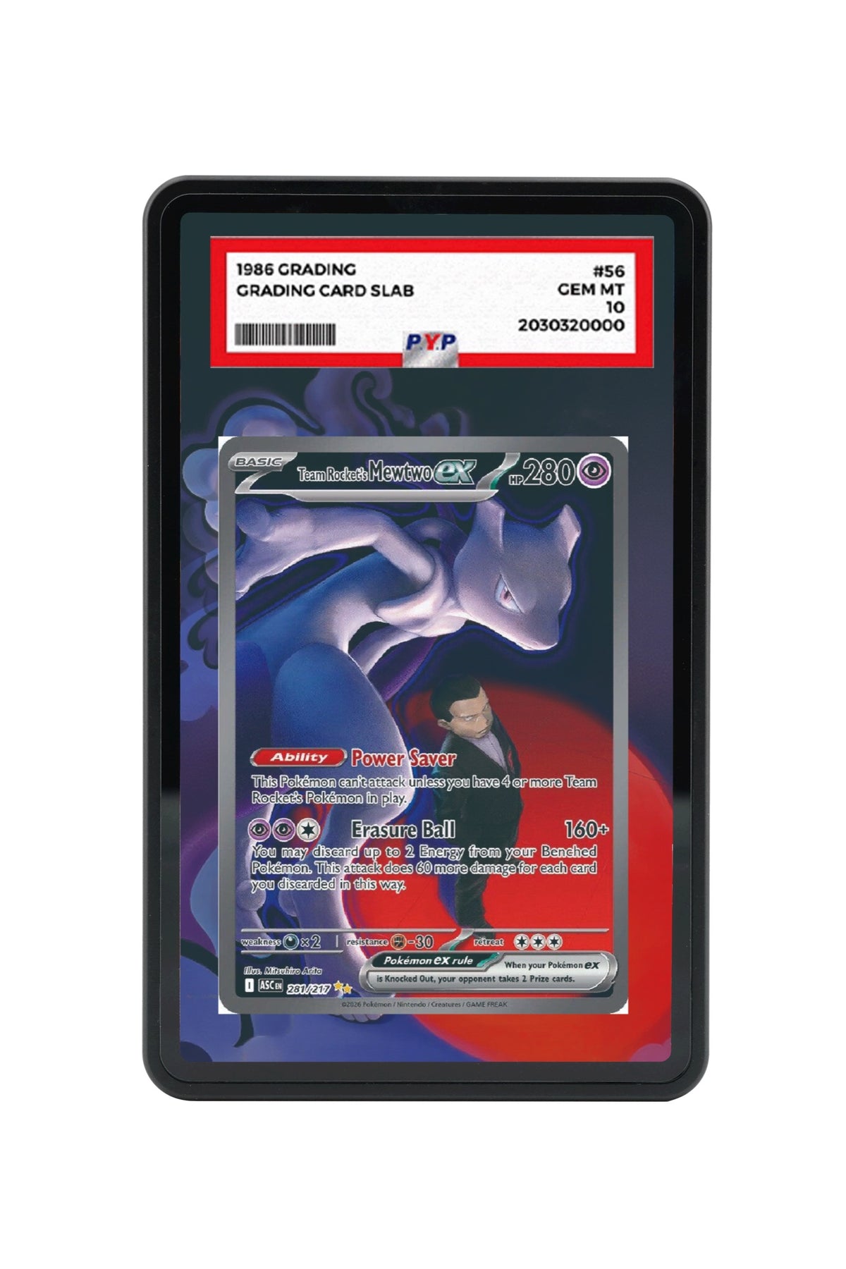 Pokémon TCG Team Rocket's Mewtwo ex - 281/217 Ascended Heroes #281/217 PSA Grade Case | Gem Mint Sleeve