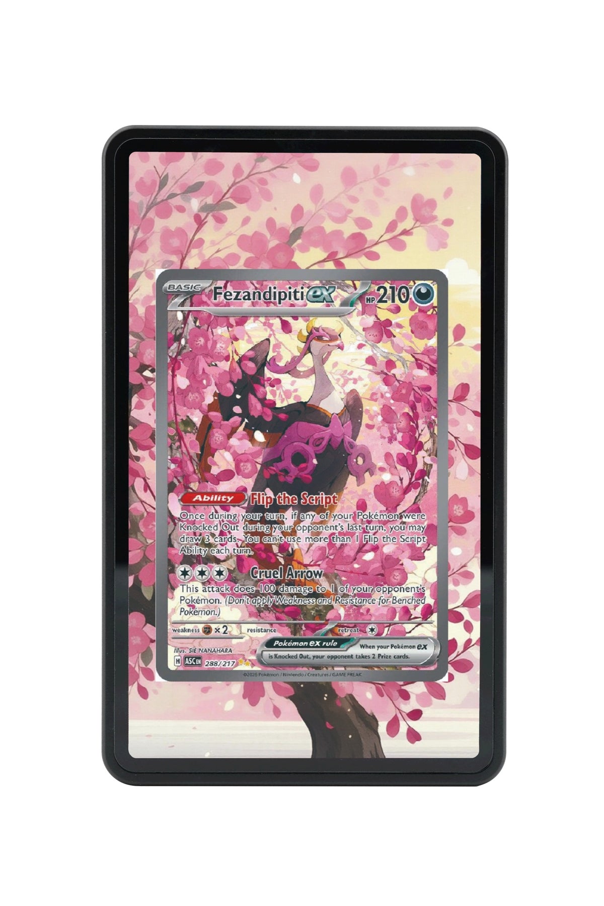 Pokémon TCG Fezandipiti ex - 288/217 Ascended Heroes #288/217 Magnetic Card Holder | Gem Mint Sleeve