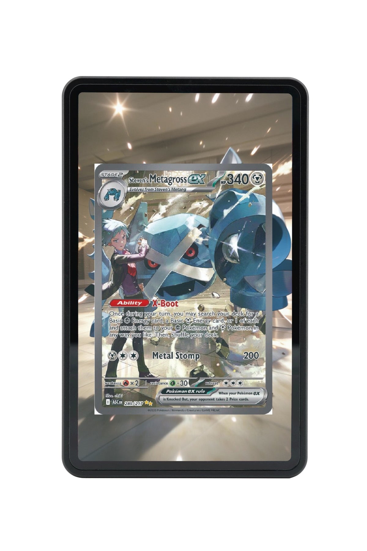 Pokémon TCG Steven's Metagross ex Ascended Heroes #289/217 Magnetic Card Holder | Gem Mint Sleeve