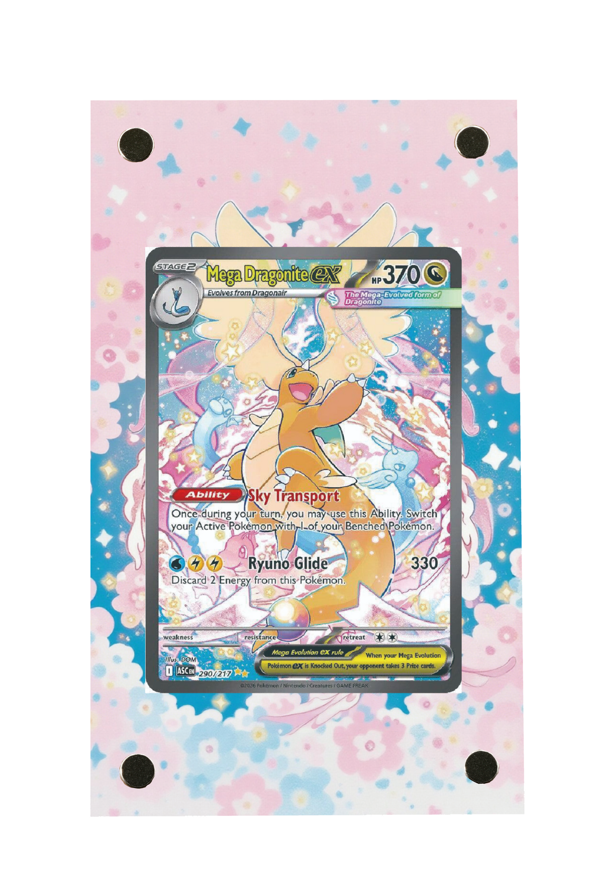 Pokémon TCG Mega Dragonite ex - 290/217 Ascended Heroes #290/217 Display Frame | Gem Mint Sleeve