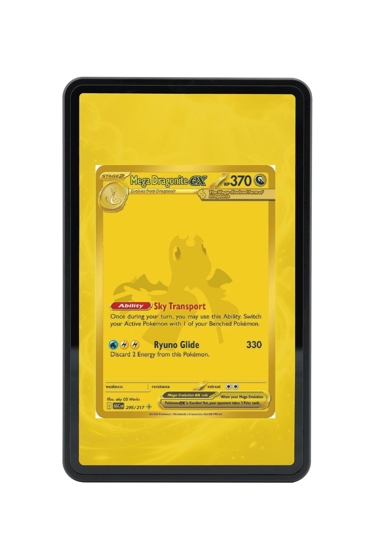 Pokémon TCG Mega Dragonite ex - 295/217 Ascended Heroes #295/217 Magnetic Card Holder | Gem Mint Sleeve