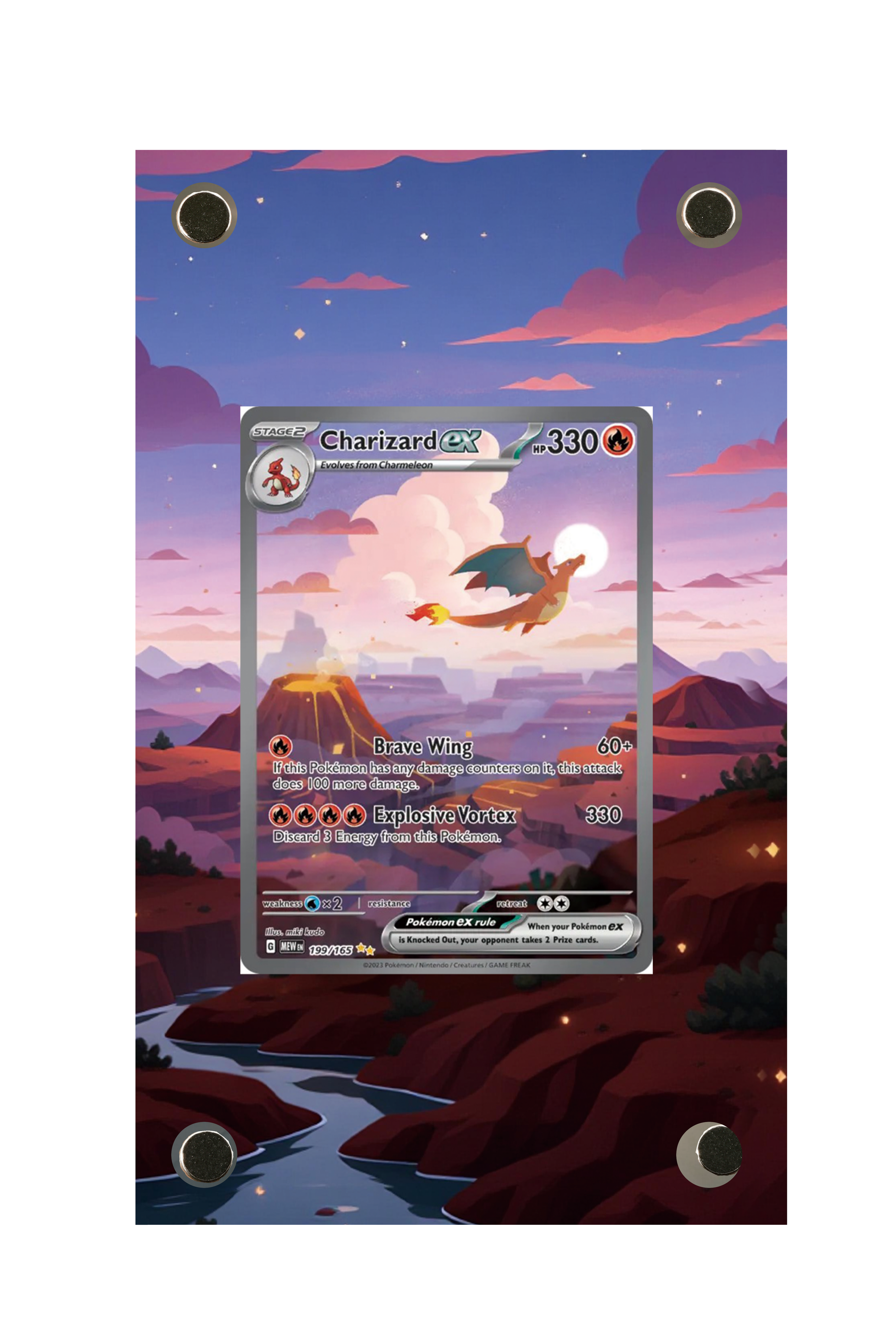 Charizard ex 151 #199/165 Display Frame with matching extended artwork