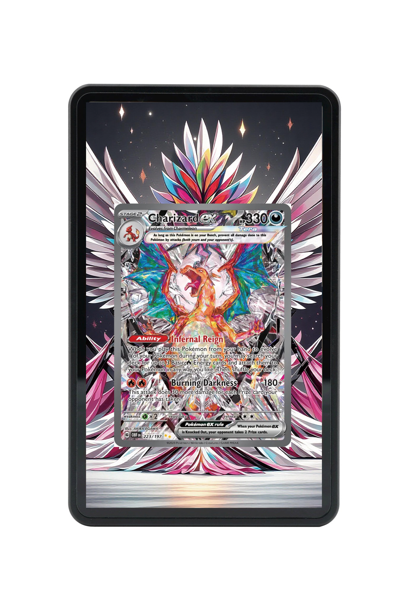 Charizard ex Obsidian Flames #223/197 Magnetic Card Holder with matching extended artwork