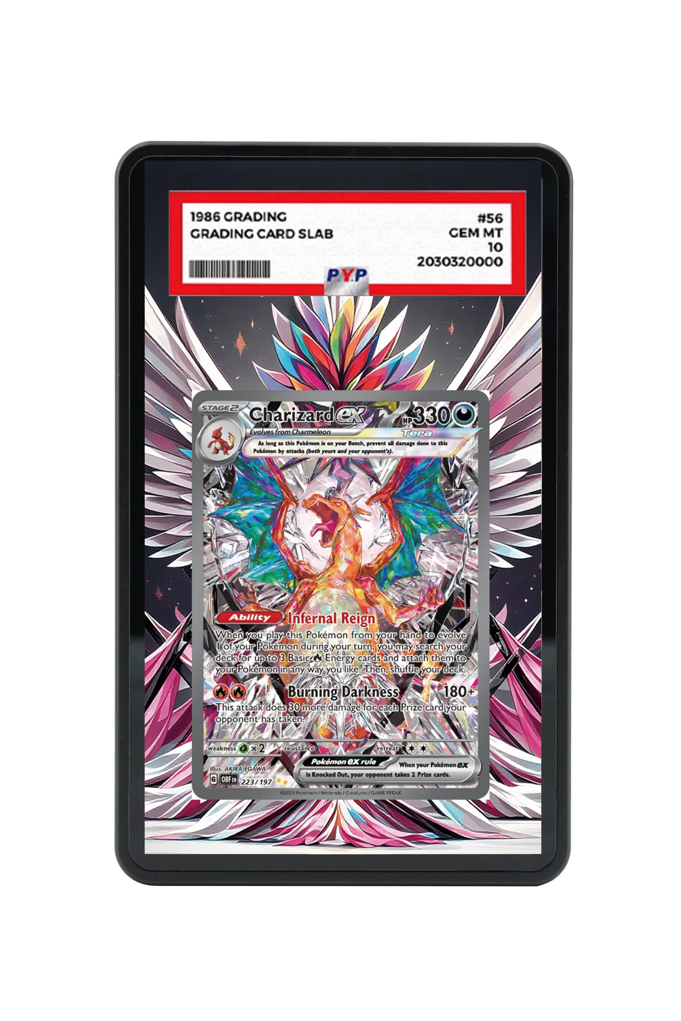Charizard ex Obsidian Flames #223/197 PSA Grade Case with matching extended artwork
