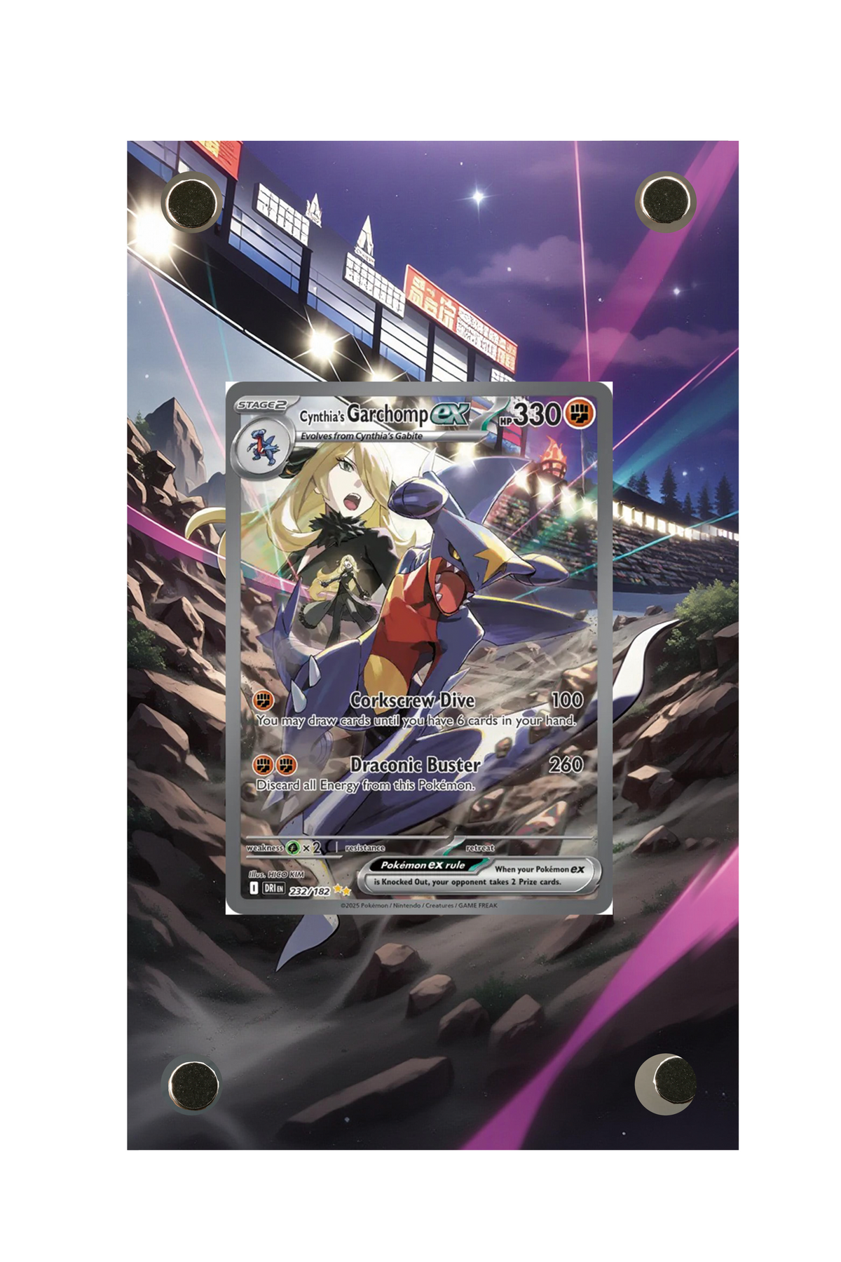 Cynthia's Garchomp ex Destined Rivals #232/182 Display Frame with matching extended artwork
