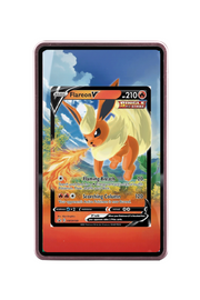 Pokémon TCG Flareon V Sword & Shield - Sword & Shield Promo Cards #SWSH149 Magnetic Card Holder Pink frame with matching extended artwork