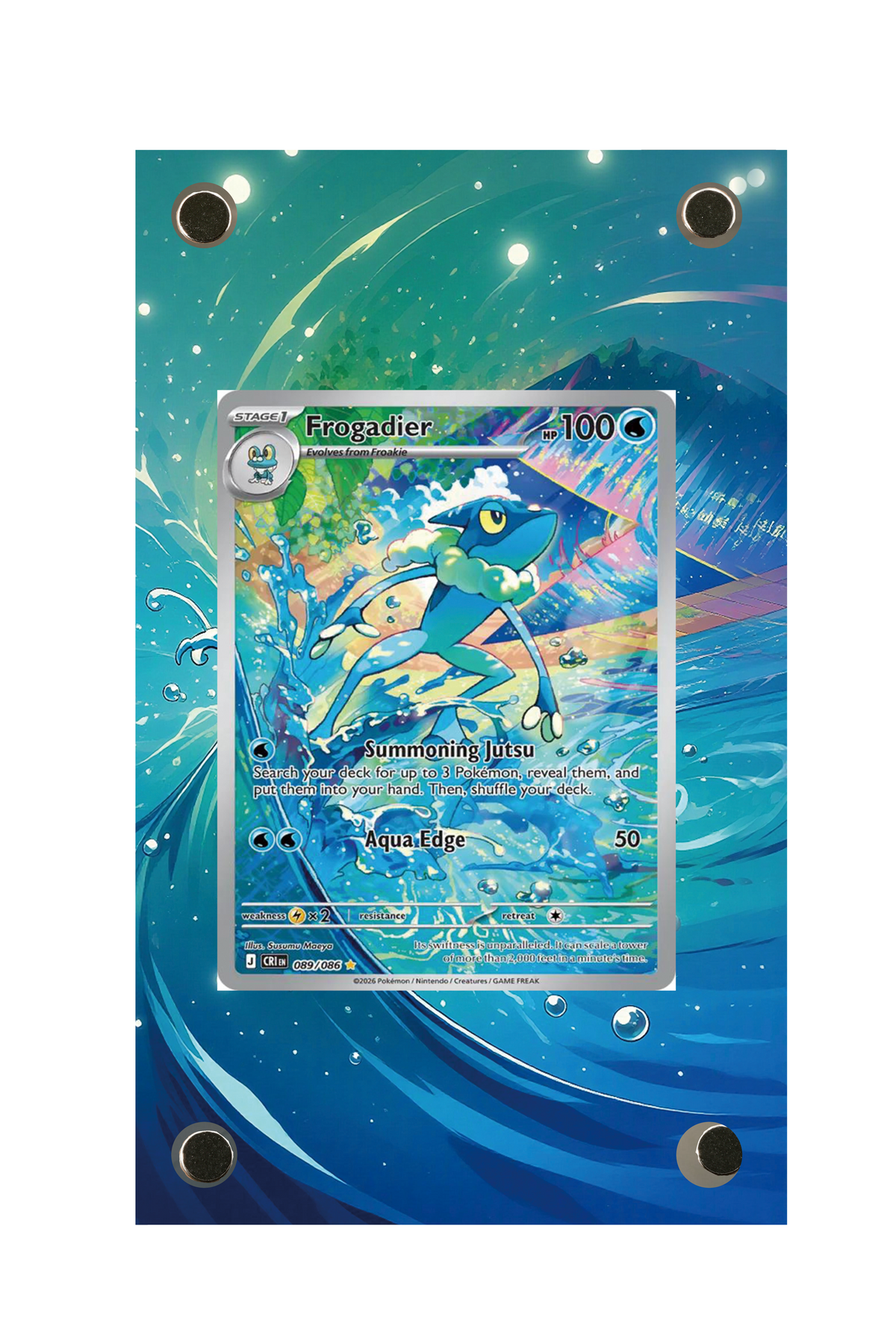 Frogadier Chaos Rising #089/086 Display Frame with matching extended artwork