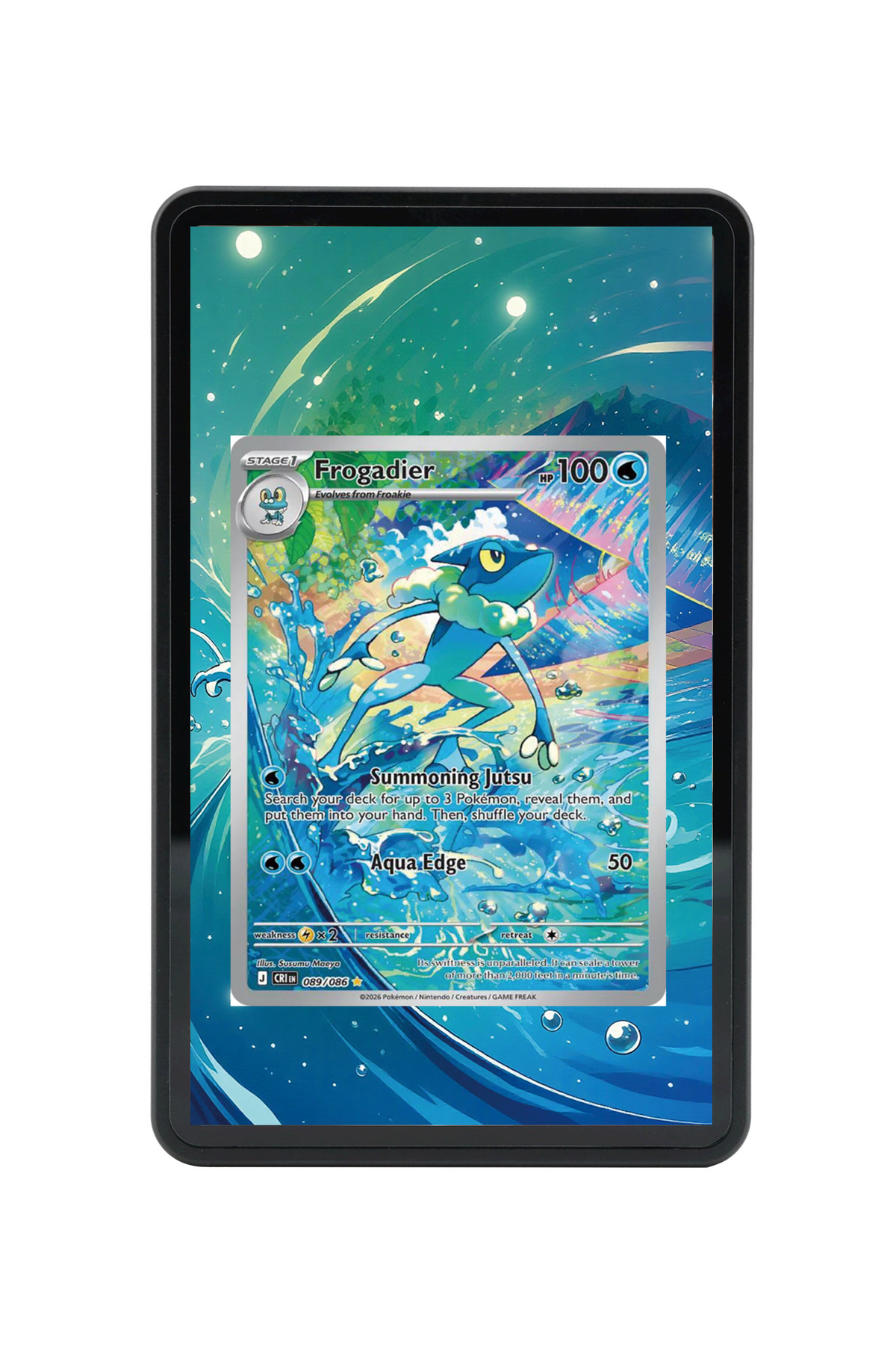 Frogadier Chaos Rising #089/086 Magnetic Card Holder with matching extended artwork