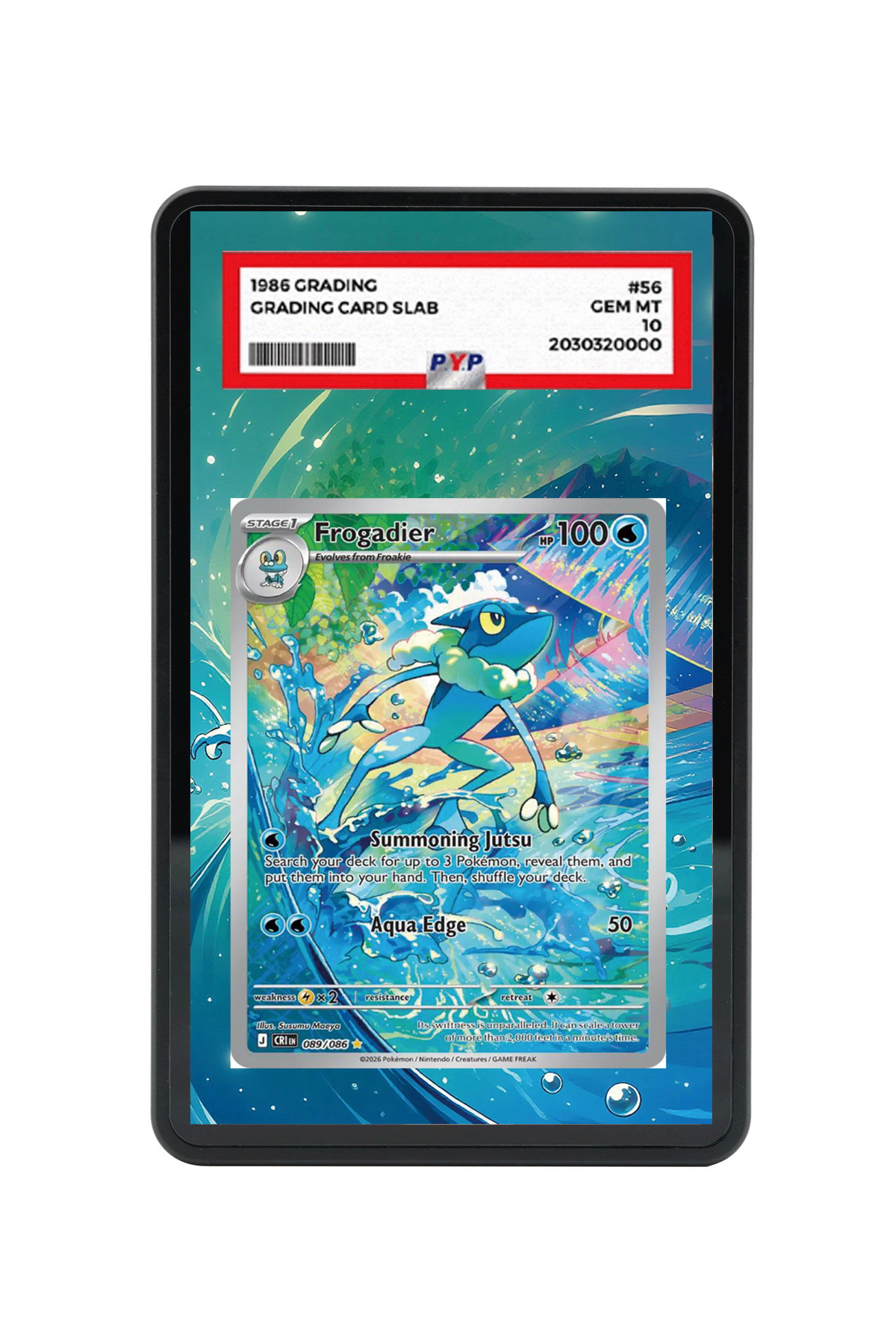 Frogadier Chaos Rising #089/086 PSA Grade Case with matching extended artwork