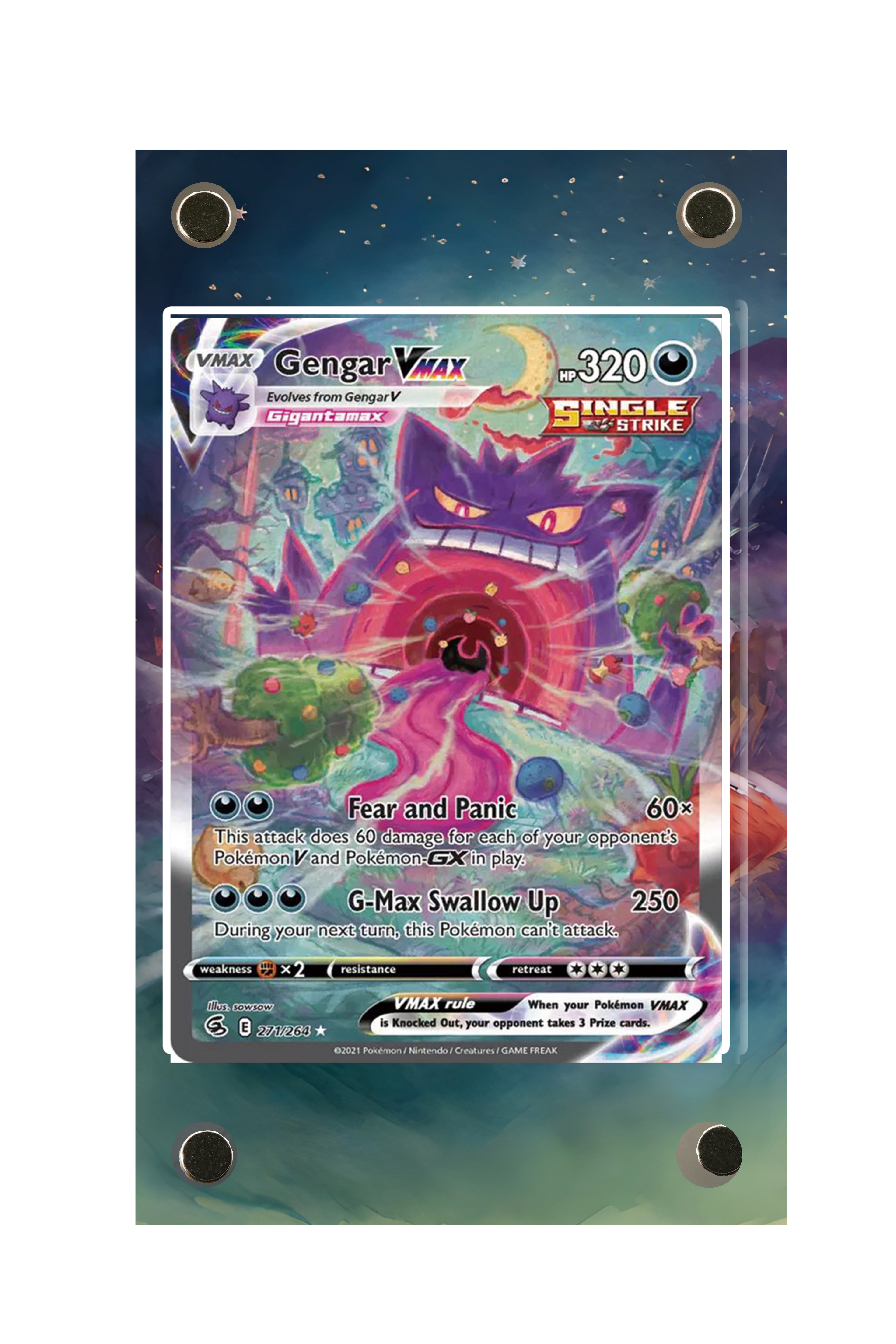 Gengar VMAX Fusion Strike #271/264 Display Frame with matching extended artwork