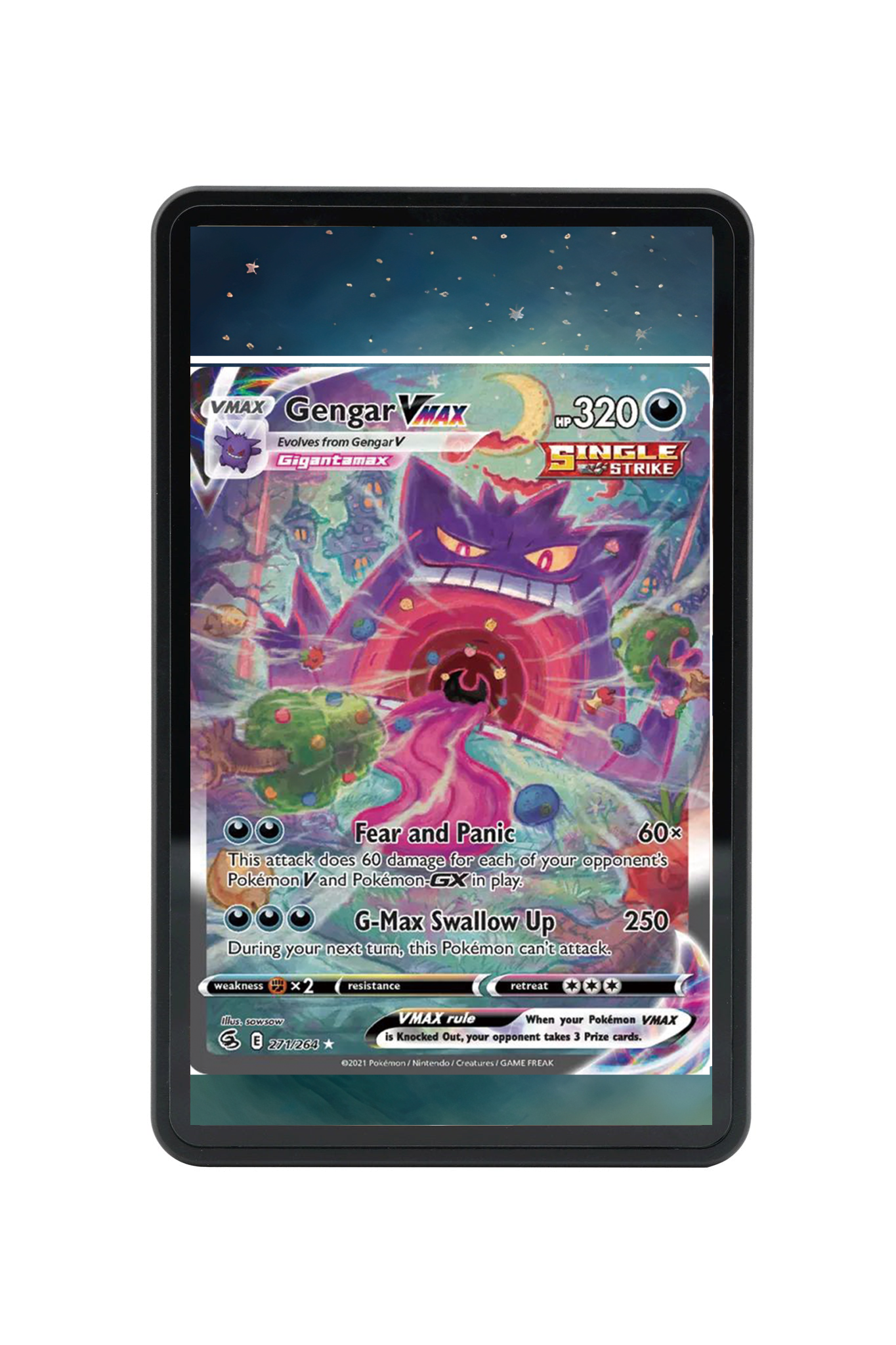 Gengar VMAX Fusion Strike #271/264 Magnetic Card Holder with matching extended artwork