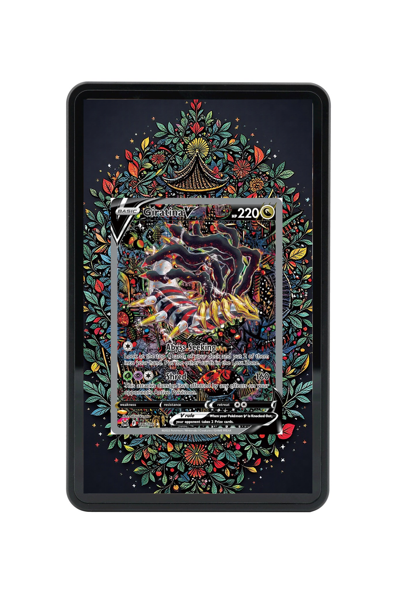 Giratina V Lost Origin #186/196 Magnetic Card Holder with matching extended artwork