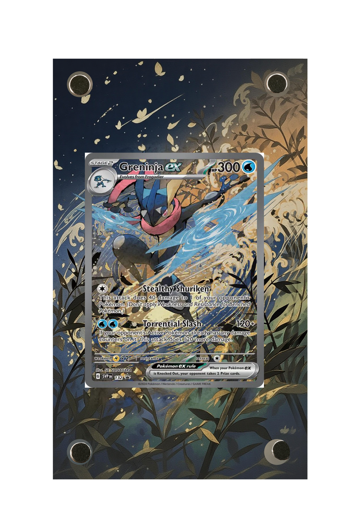 Greninja ex Scarlet & Violet Black Star Promos #132 Display Frame with matching extended artwork