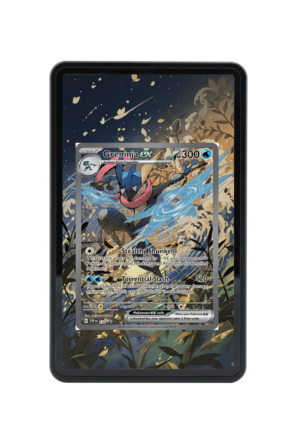 Greninja ex Scarlet & Violet Black Star Promos #132 Magnetic Card Holder with matching extended artwork
