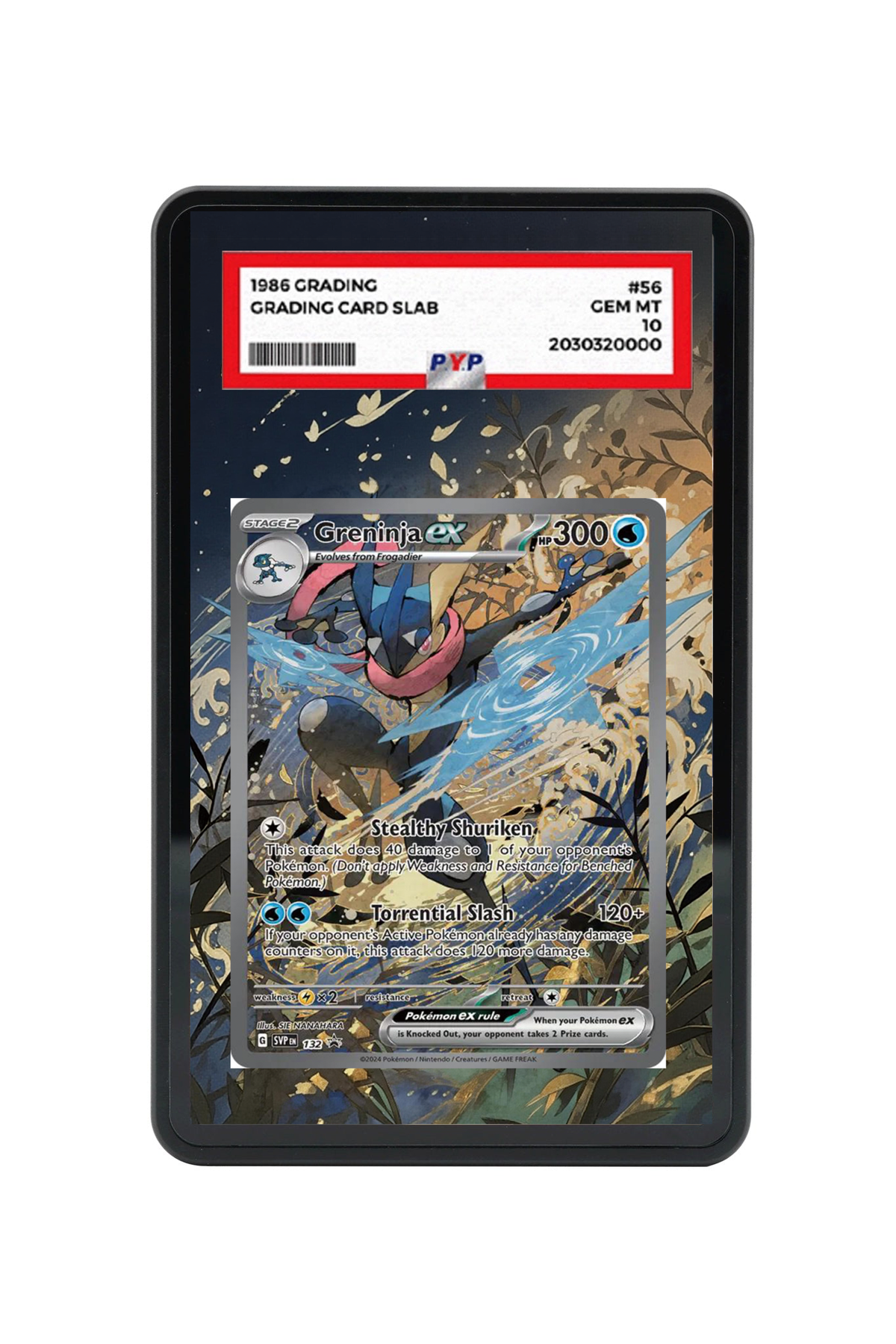 Greninja ex Scarlet & Violet Black Star Promos #132 PSA Grade Case with matching extended artwork