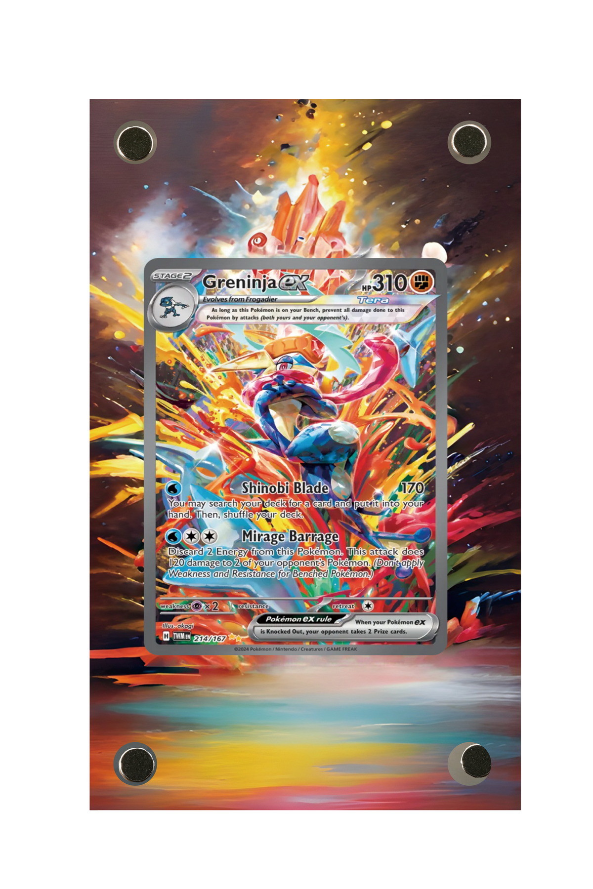 Greninja ex Twilight Masquerade #214/167 Display Frame with matching extended artwork