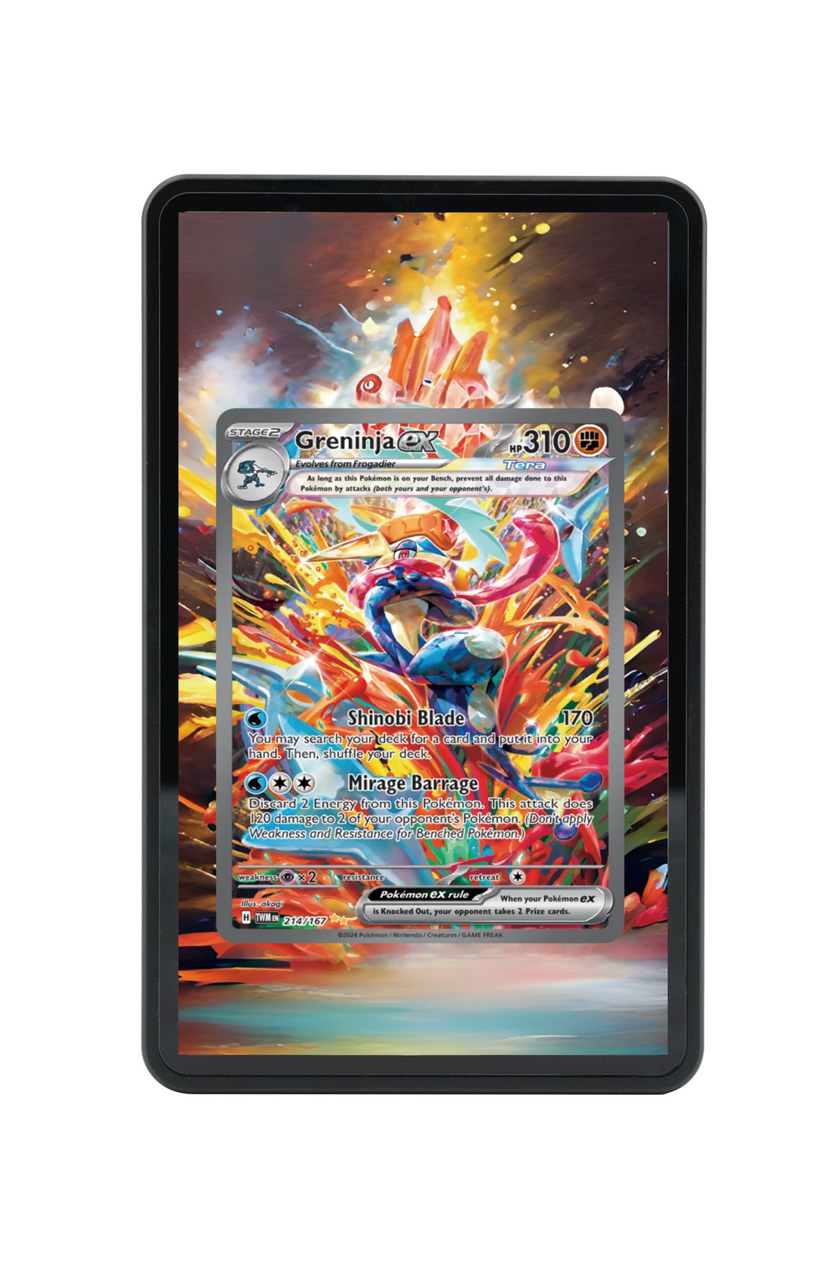 Greninja ex Twilight Masquerade #214/167 Magnetic Card Holder with matching extended artwork