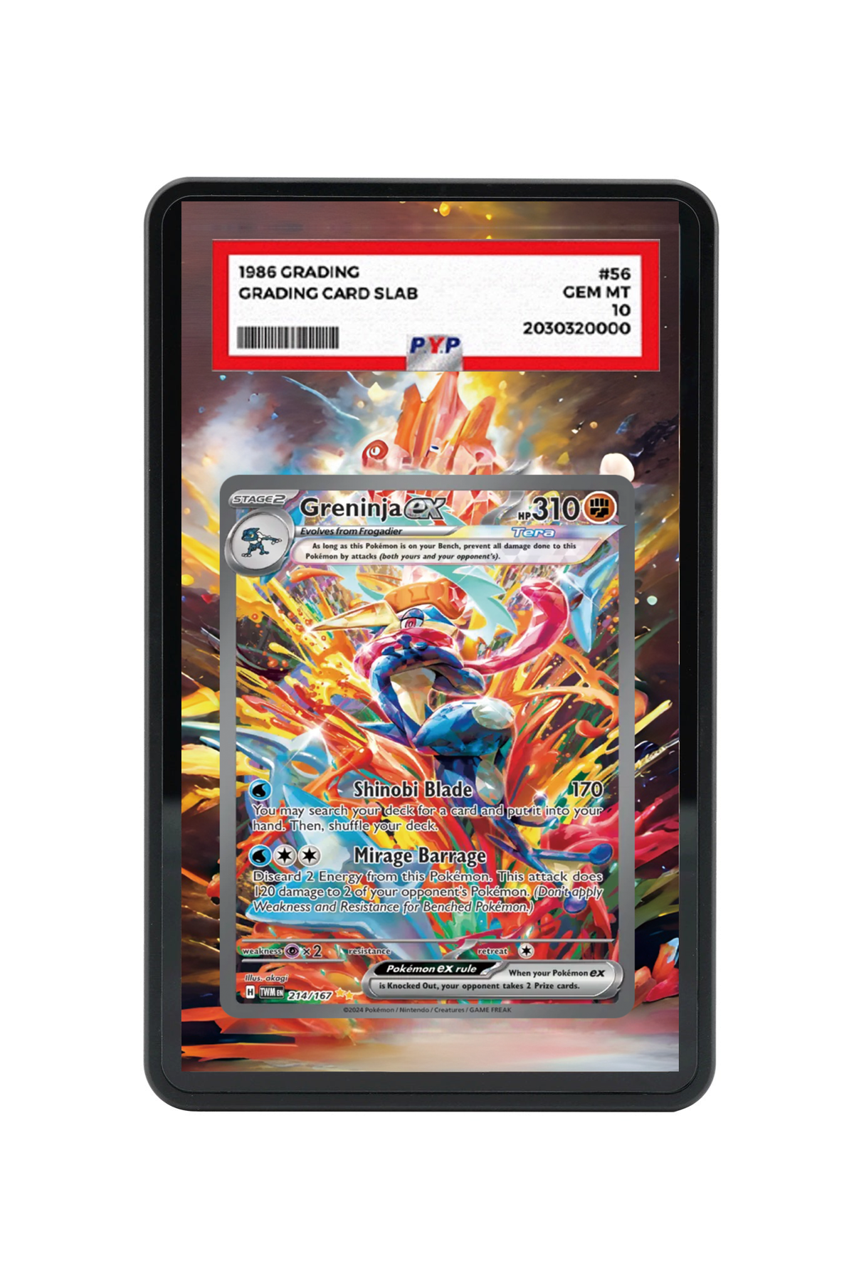 Greninja ex Twilight Masquerade #214/167 PSA Grade Case with matching extended artwork