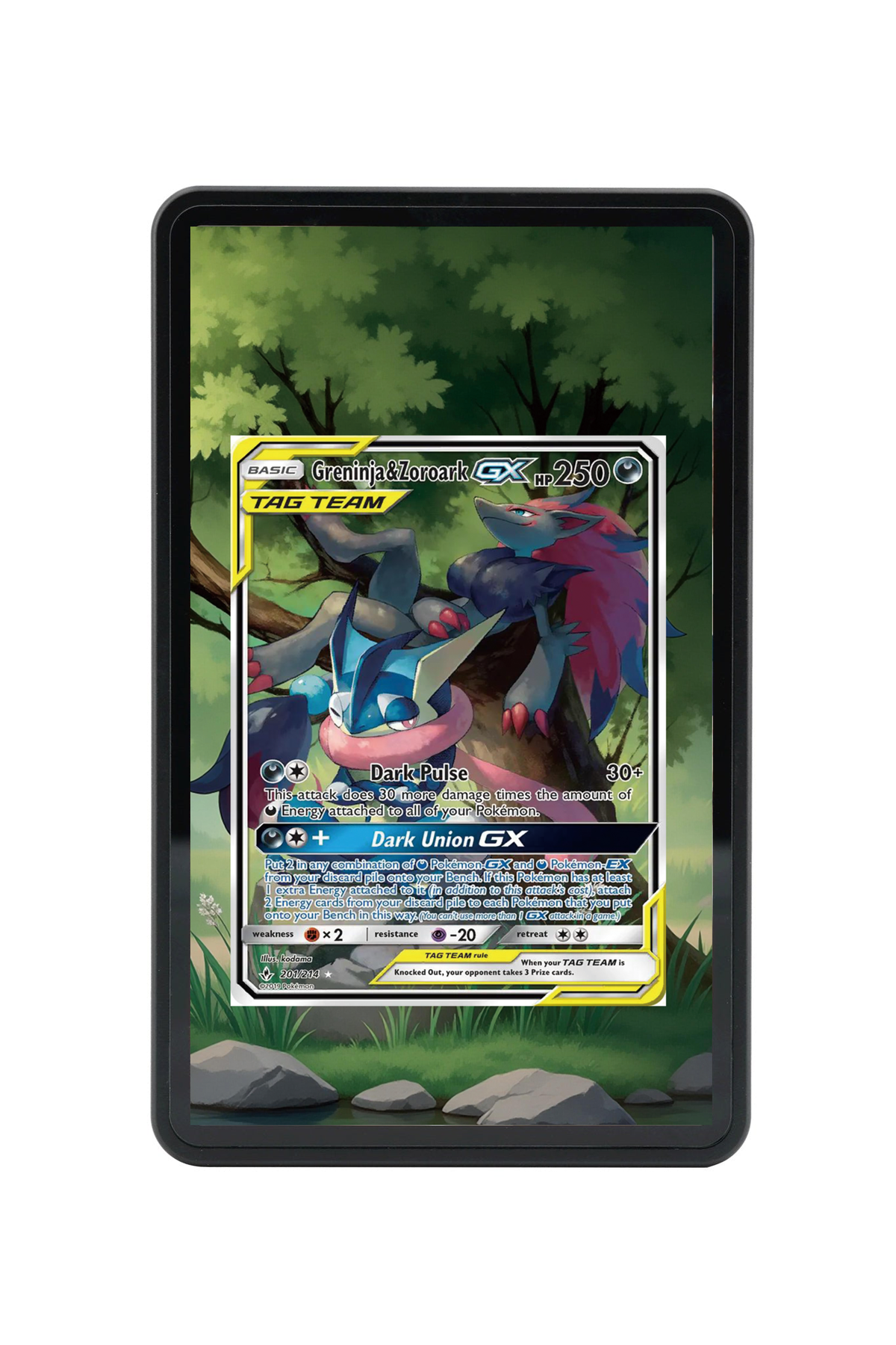 Greninja & Zoroark-GX Unbroken Bonds #201/214 Magnetic Card Holder with matching extended artwork