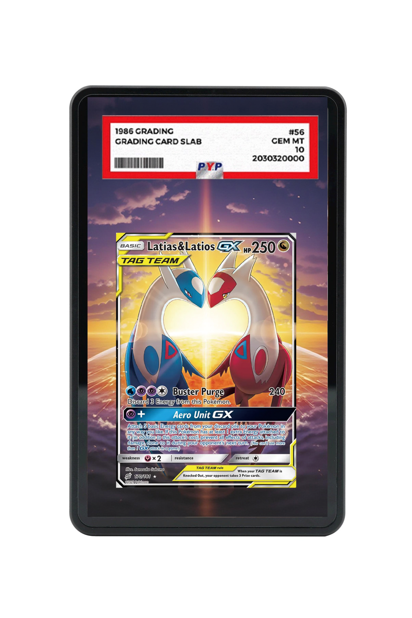 Latias & Latios-GX Team Up #170/181 PSA Grade Case with matching extended artwork